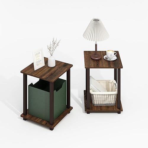 Miniatura 40 de Furinno Simplistic - Juego de 2 mesas auxiliares, espresso/negro Pino ámbar,Ámbar Pino/Negro,Americano/Negro,Nogal negro/marrón,Columbia