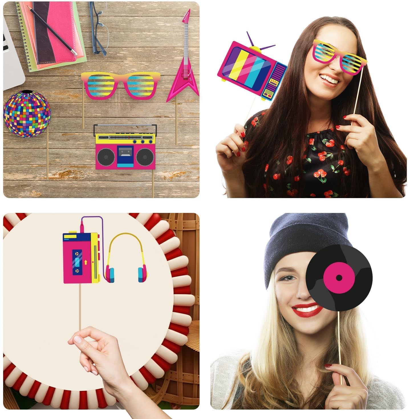 M AMFEOV 40 Pcs 80s Photo Booth Props, 80s Party Decorations 80s Props, 80s Birthday Party Decorations Disco Party Photo Booth Props, 1980s Party Decorations 80's Photo Booth Props for Party - Image 2
