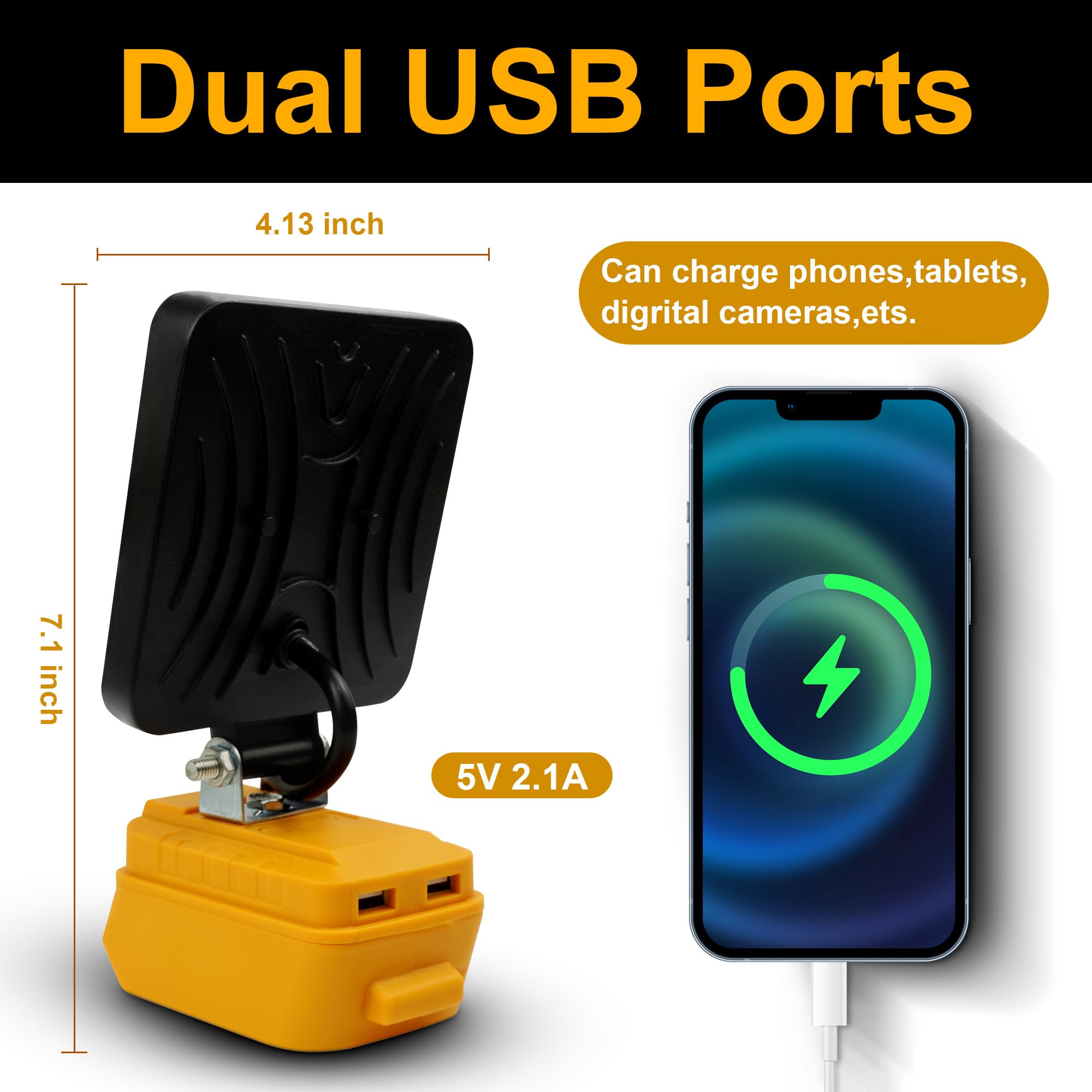 Cordless LED Work Light For Dewalt 20V Battery,90W 5400L LED Wide Bea - View #11