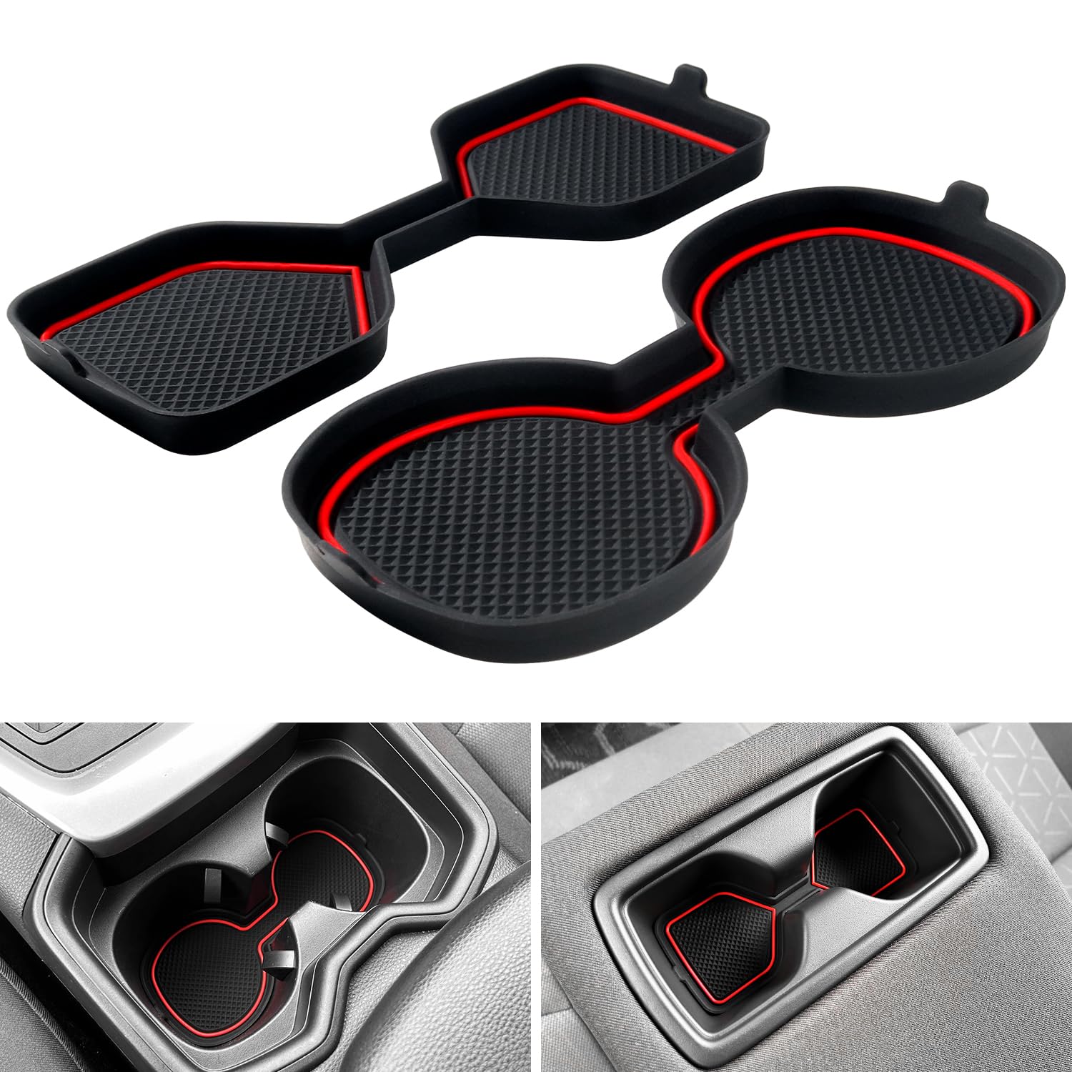 REMOCH 3D Cup Holder Inserts for Toyota RAV4 Accessories 2025 2024 2023 2022 2021 2020 2019 Silicone Cup Coaster Mats Pad Center Console Liner (2Pcs