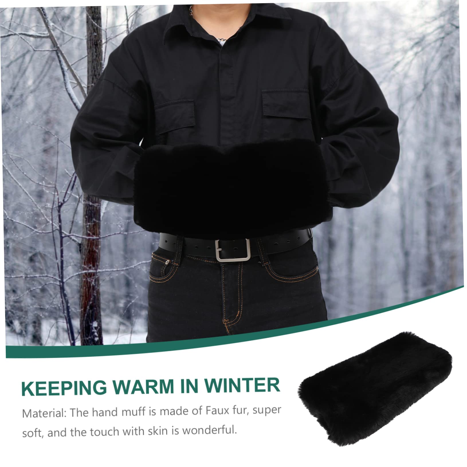 COLLBATH Manguitos De Mano De Piel Sintética Negros, Tamaño 35x20 Cm, Cálidos para Invierno, Unisex para Mujeres, Hombres y Niñas, Uso Fríos y Eventos Formales