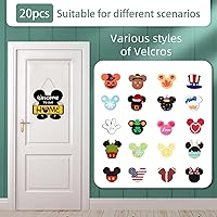 Vista 3 de Linda señal de bienvenida estacional intercambiable de ratón, señal de bienvenida a nuestro hogar con 20 piezas intercambiables de vacaciones