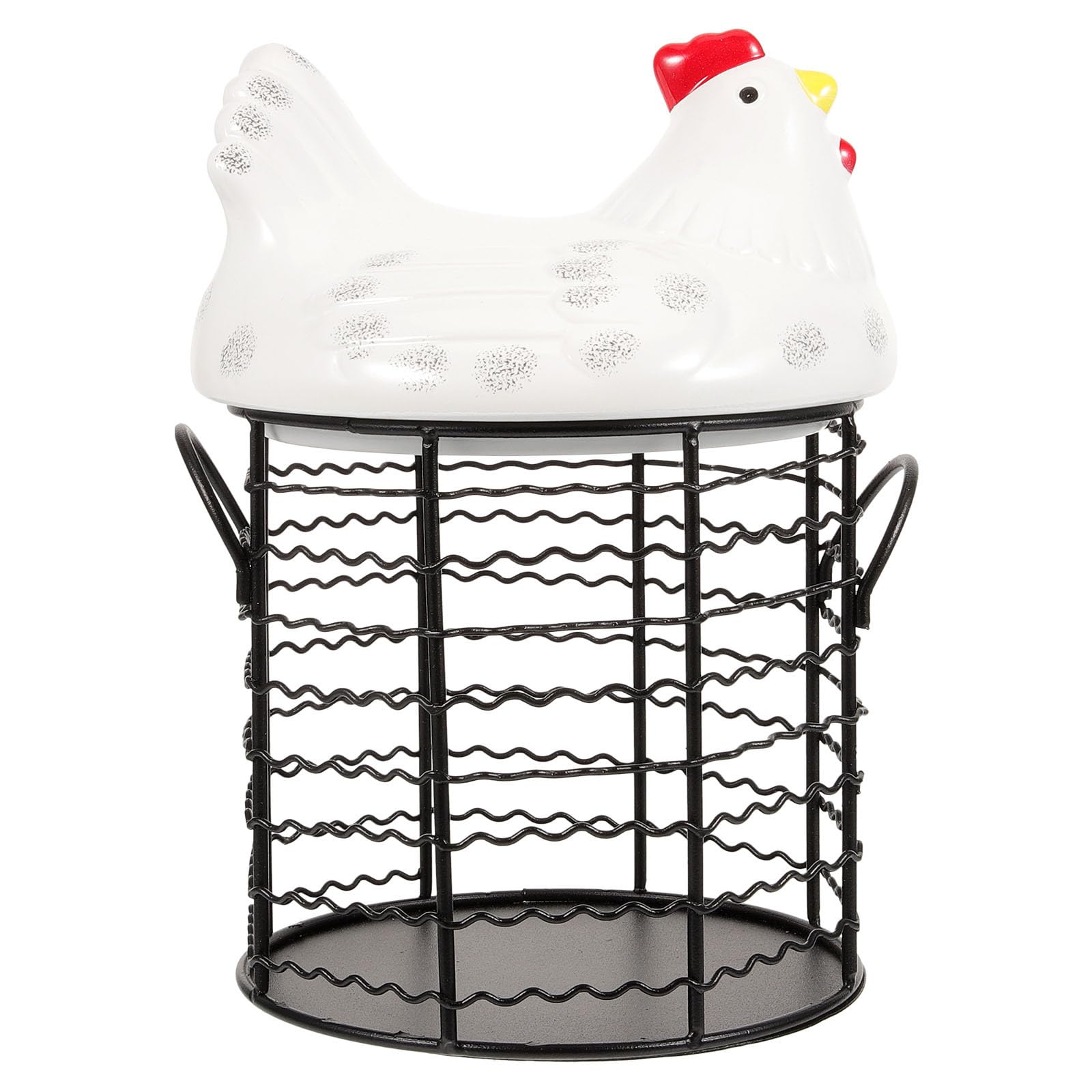 Cesta para huevos con tapa de cerámica de gallina para organizar tu cocina rústica