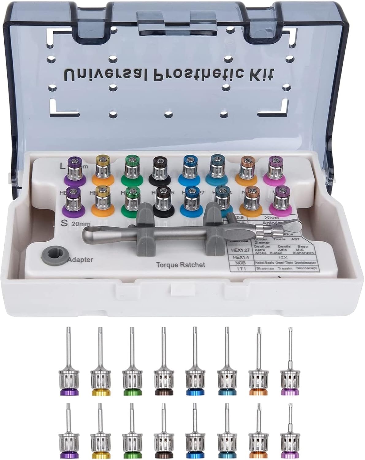 Generico Kit di manutenzione universale per viti impiantate in tutto il mondo Vite Chiave di torsione Set di 16 pezzi, compatibile con varie marche