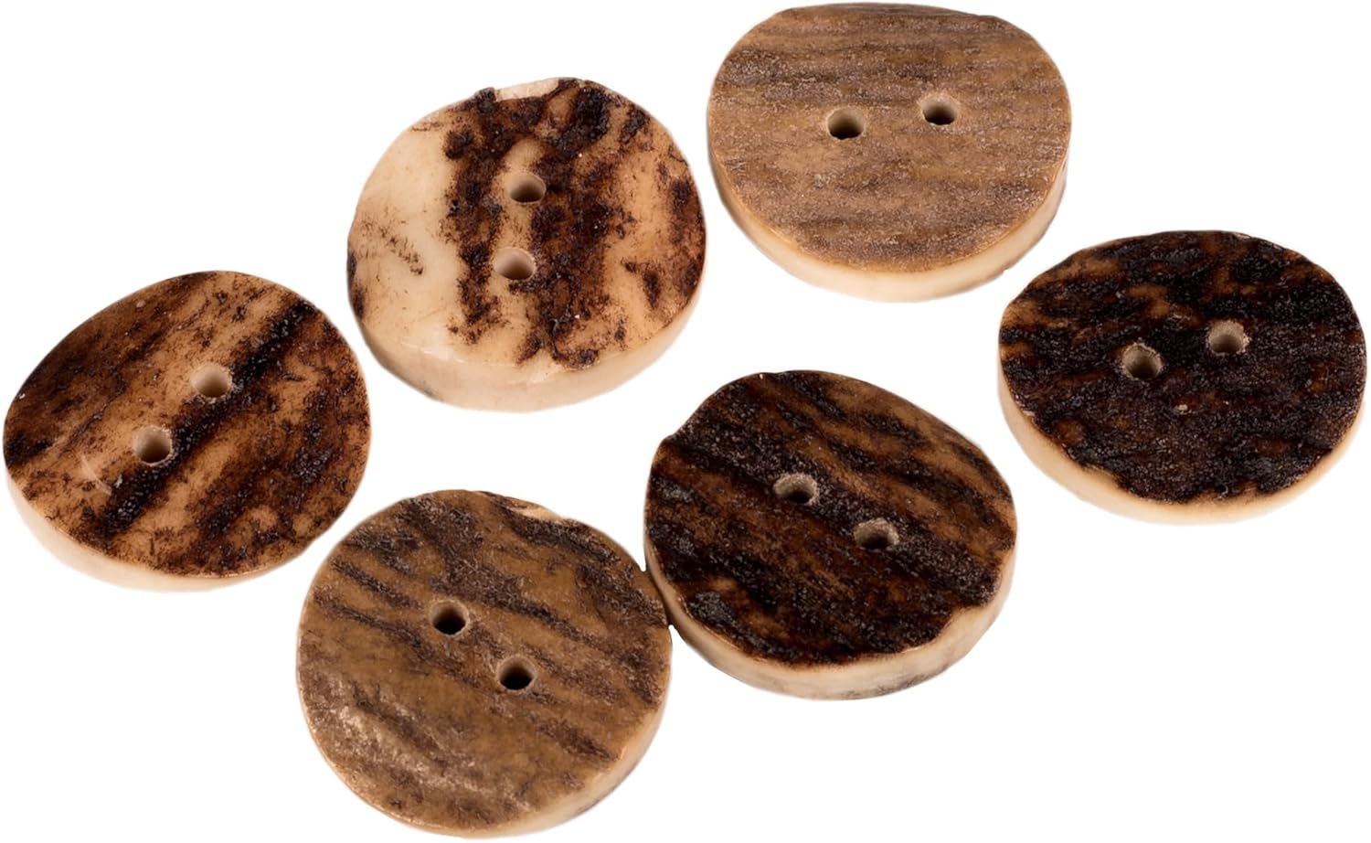 Natural Round Shape Deer, Elk Antler Buttons 3 Sizes 5pieces (25 mm (0.98 inch))