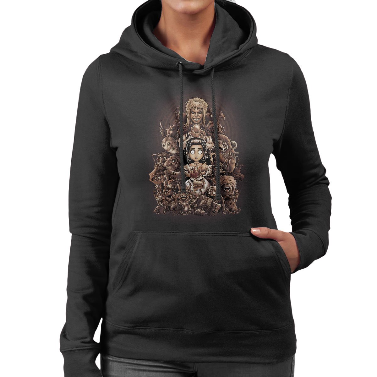 Cloud City 7 Women's Black Labyrinth Thirteen Hours Tim Burton Hooded Sweatshirt