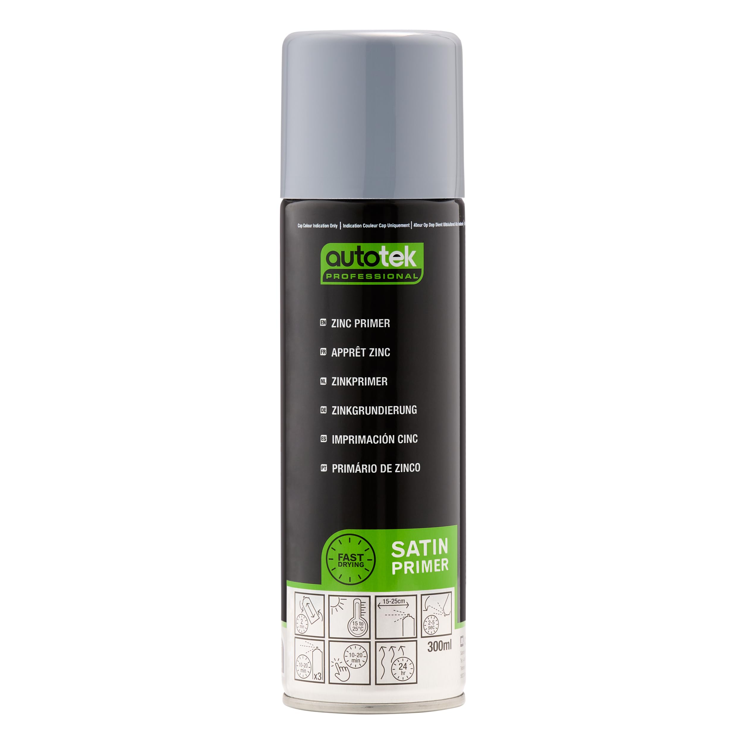 Autotek Professional Expertly Formulated Acrylic Based Primer Spray Paint, Zinc Primer, 300 ml
