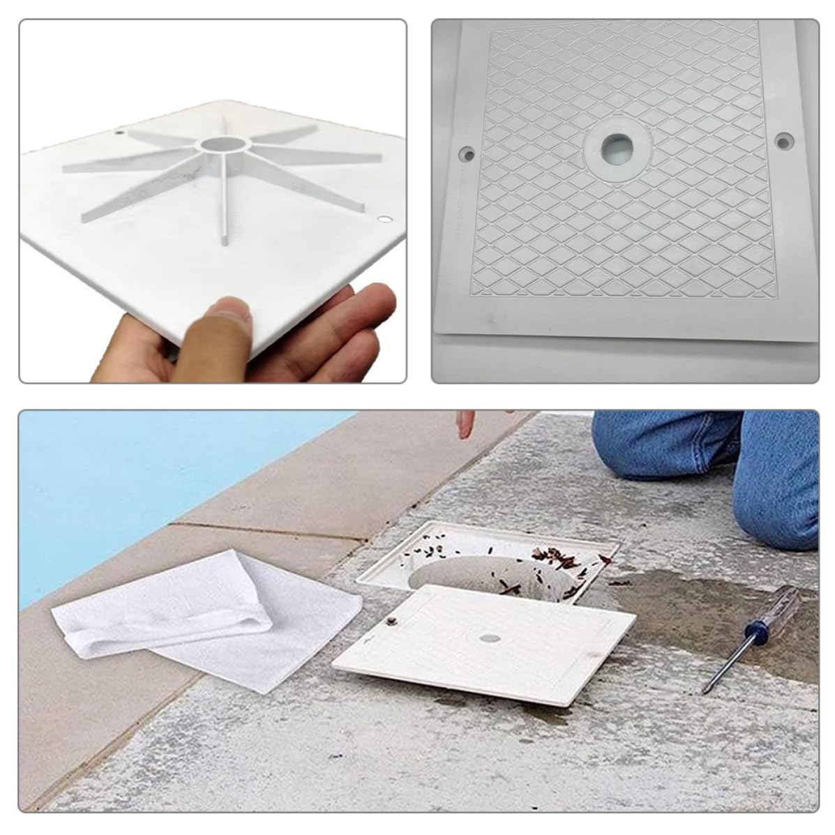 Lot de 2 Couvercles pour Écumoire de Piscine en PP Blanc 10x10 Pouces, Accessoire de Rechange Fiable pour Entretien et Protection Les Débris