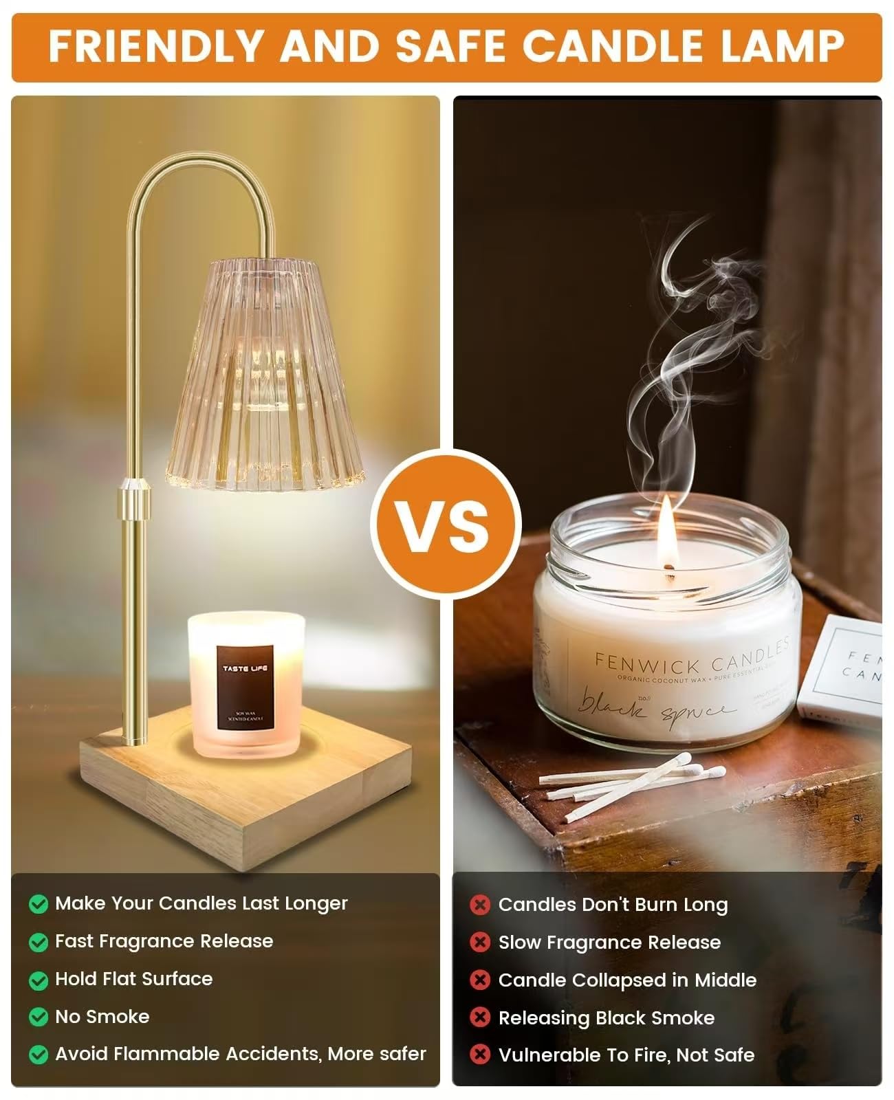 Candle Warmer Lamp with Timer Dimmer Adjustable Height, Mothers Day Gifts, Electric Wax Warmer Vintage Home Decor for Scented Jar Candle - 3