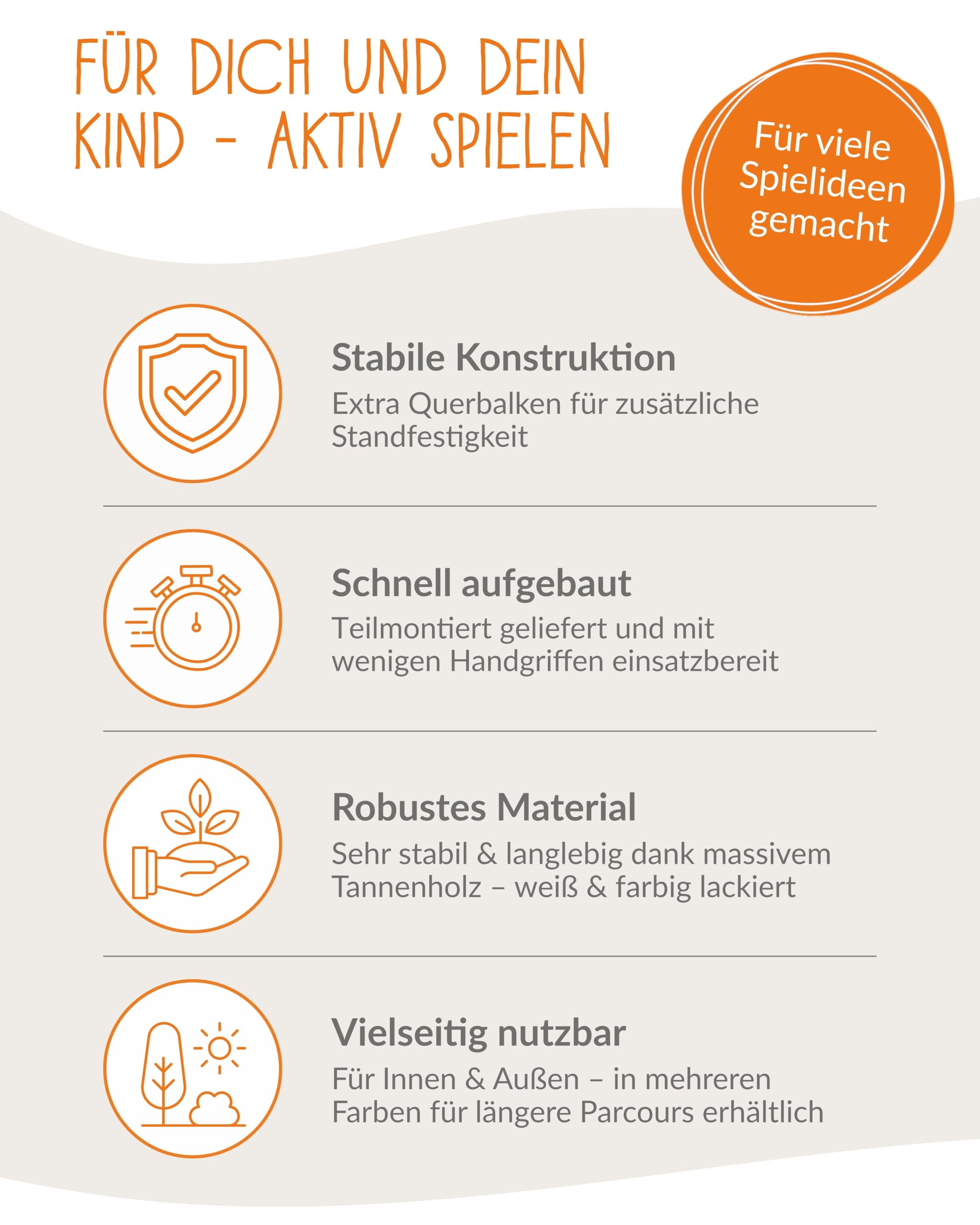 PINOLINO Hindernishürde Hoppe, Weiß/Rot, 1 Stück, Koordinationstraining – Ideal für Steckenpferd-Reiten, Ab 3 Jahren, Höhenverstellbar