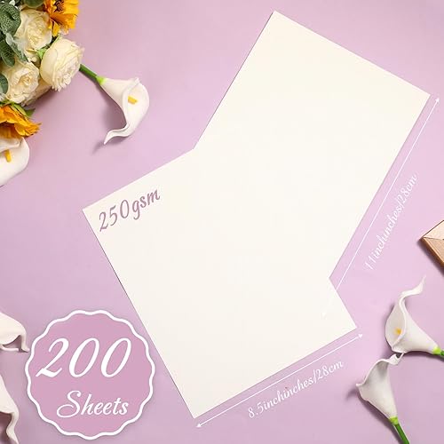 Miniatura 2 de Geosar 200 hojas de papel de cartulina de lino de 8.5 x 11 pulgadas, tarjeta con textura de invitación, peso pesado, 92 libras, 8.82 ozm, bricolaje,