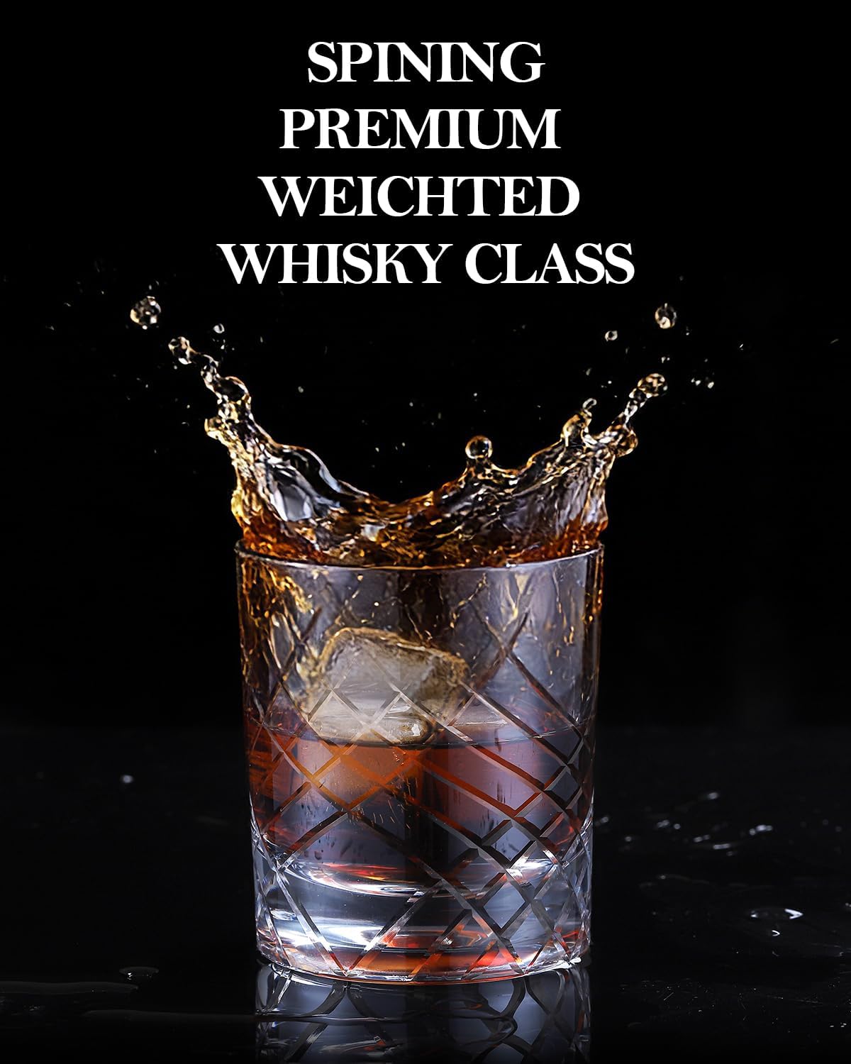 Hand Cut Whisky Glass, 12oz Spin Kiriko Japanese Crystal Glass Whiskey Rock Tumblers for Men, Premium Handmade Old Fashioned Glassware Gift for Bourbon Whisky Cognac Vodka