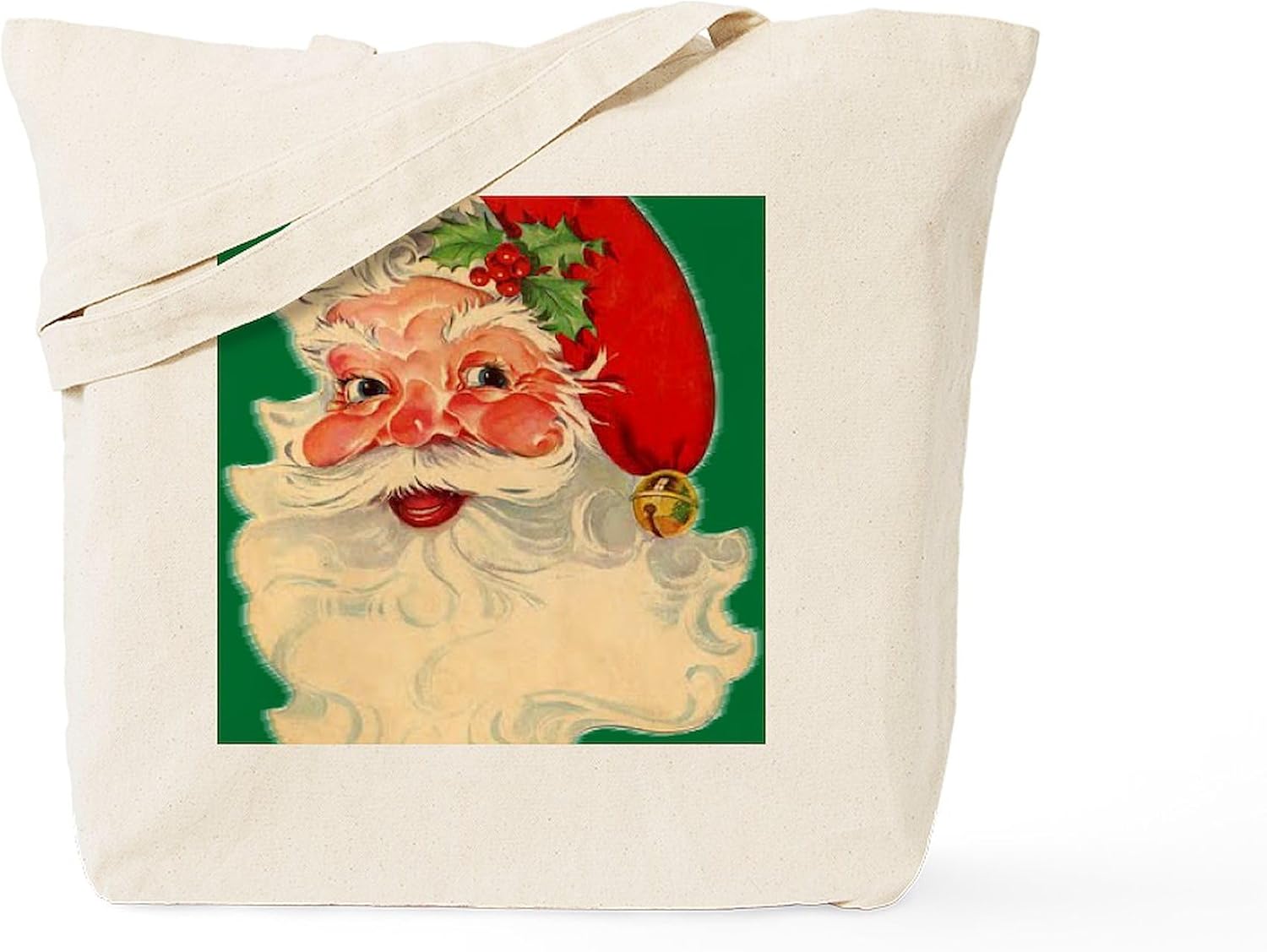 CafePress Cp Duvet Retro Santa 2 Tote Bag Reusable Natural Beige Canvas Shopping Bag