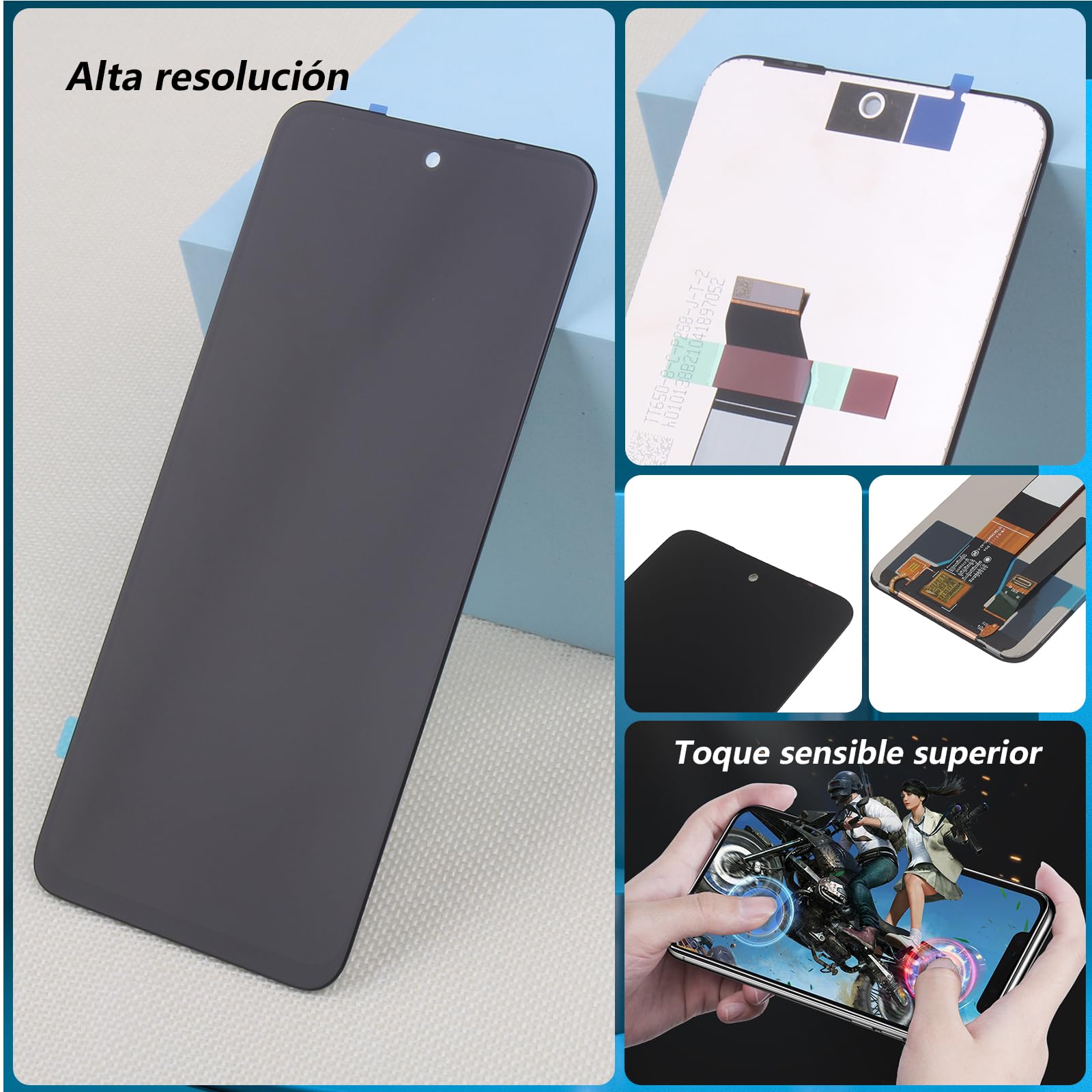 RongZy para Xiaomi Redmi Note 10 5G Reemplazo de Pantalla Táctil LCD + Compatible con Redmi Note 10 5G el Kit de Herramientas de la Pantalla de Montaje del Teléfono(6.5'')