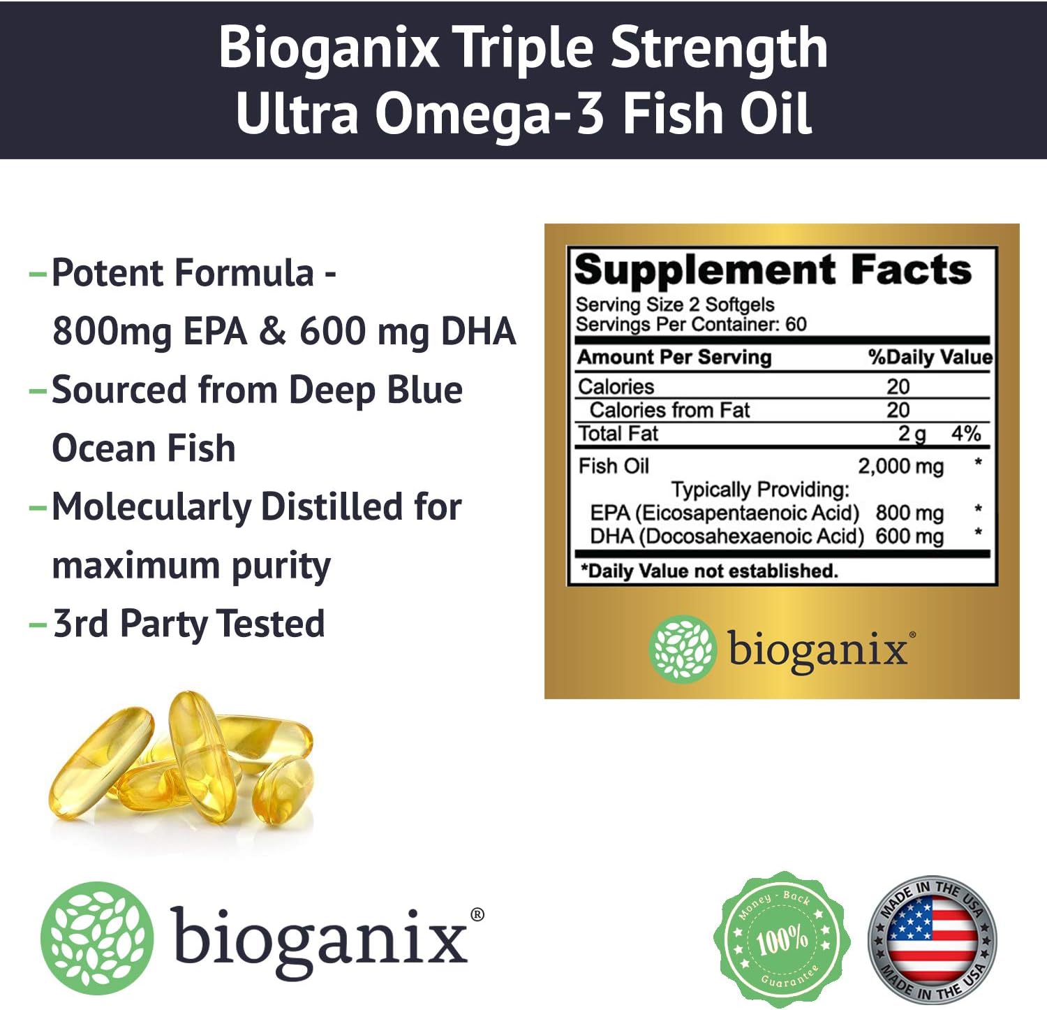 Amazon.com: Bioganix Omega 3 Fish Oil 