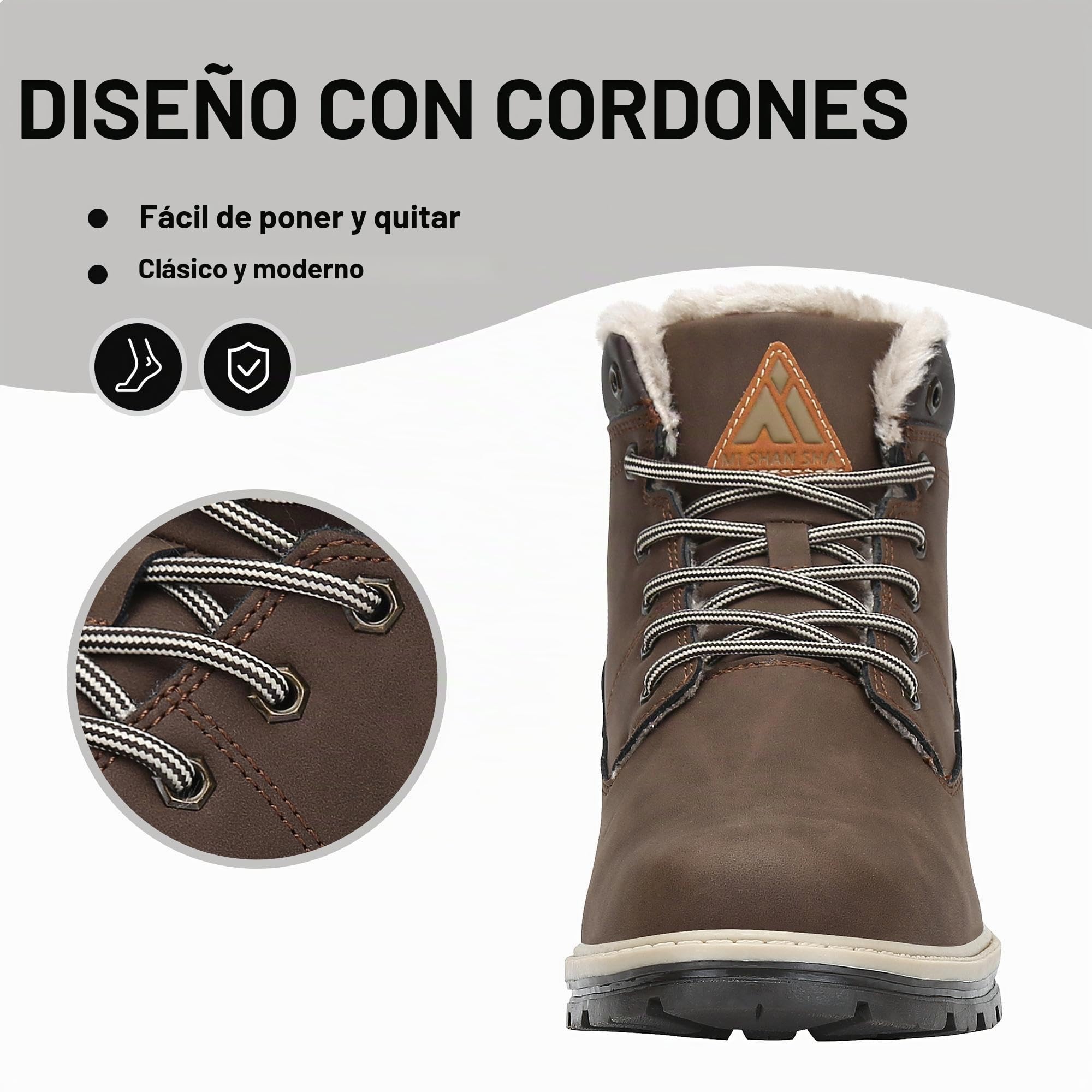 Mishansha Botas de Nieve Hombre Mujer Invierno Marrón clásico Gr.44