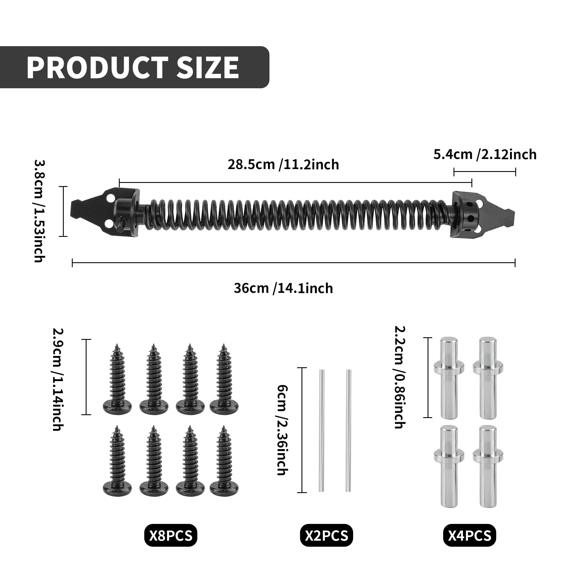WeeGoo 2Pcs 14 Inches Gate Spring Closer for Wooden Gate Self Closing Gate Spring - Image 2