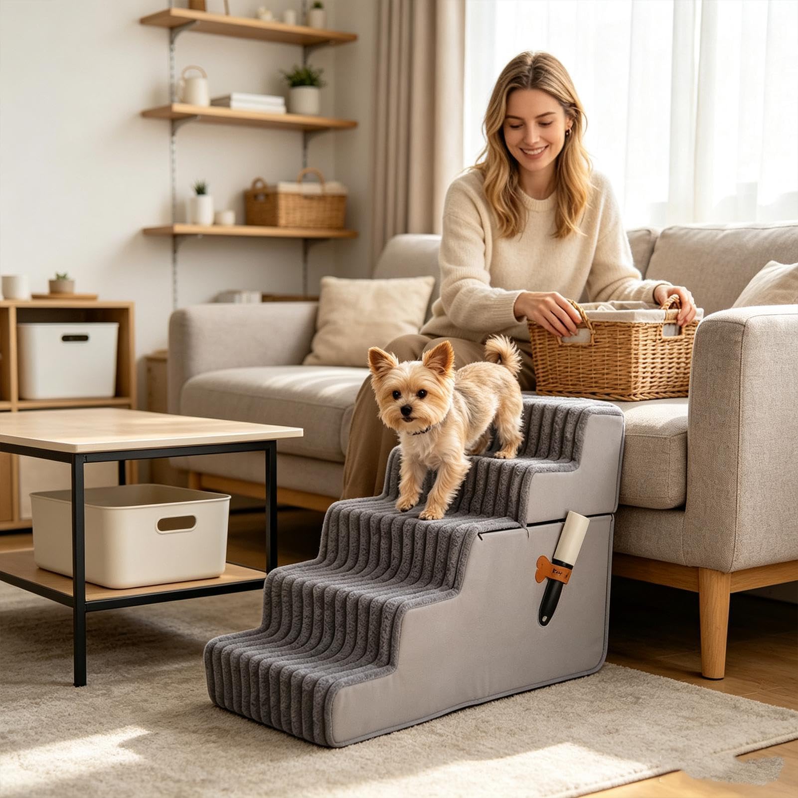 Escaleras para Mascotas Escalera Accesorio Lavable y Desmontable de | Escaleras Felinas Equilibradas Para Perros Mayores Cachorros Pequeños Gatos Balcón Terraza Sofá Apartamento