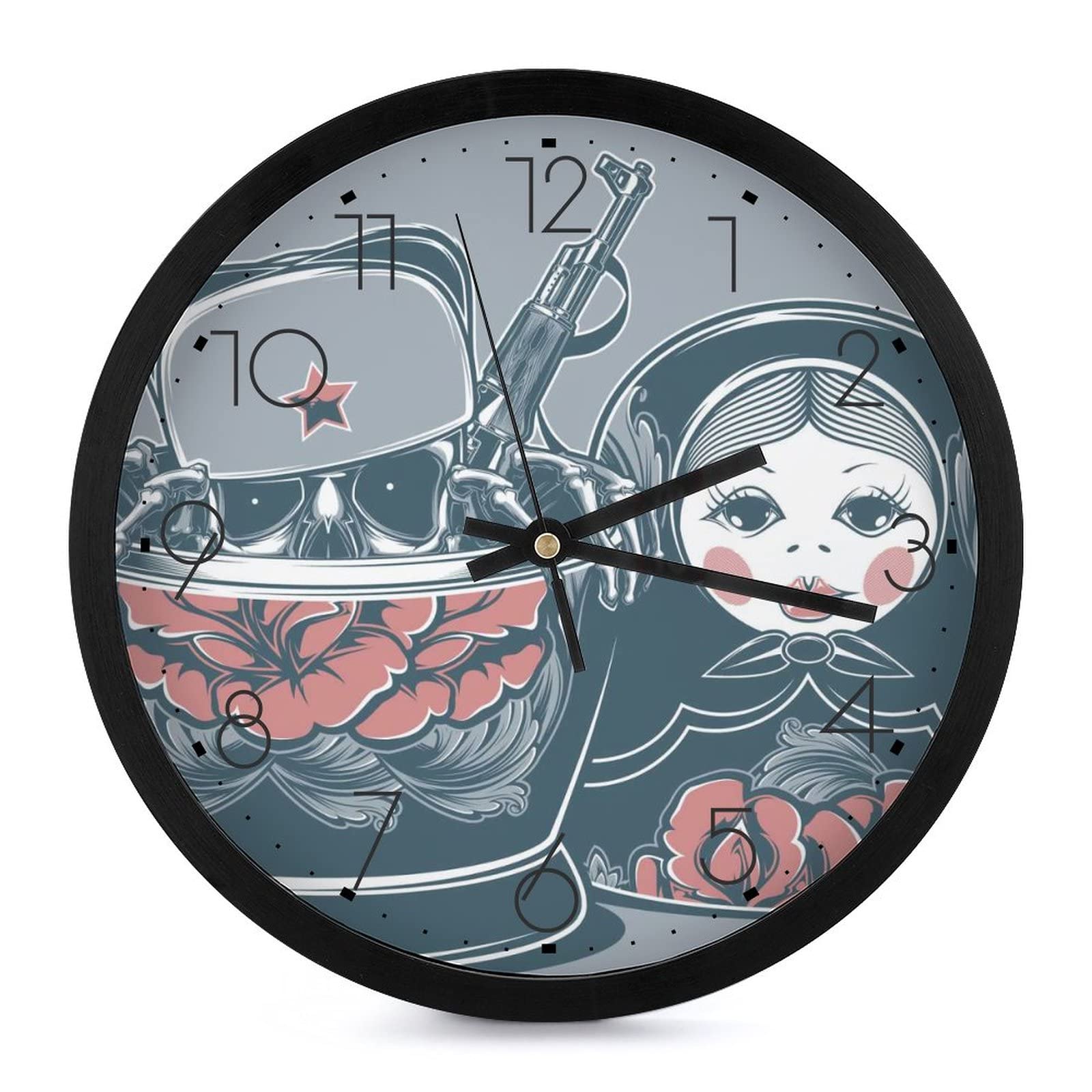 Poupée japonaise horloge murale ronde de cuisine pour lire l'heure facilement au salon