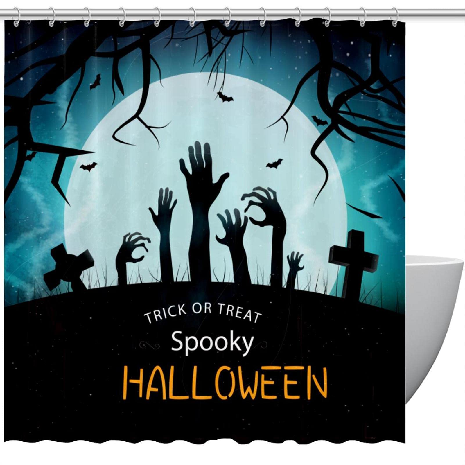 Rideau de douche Halloween imprimé pour changer la décoration de votre cabine de douche
