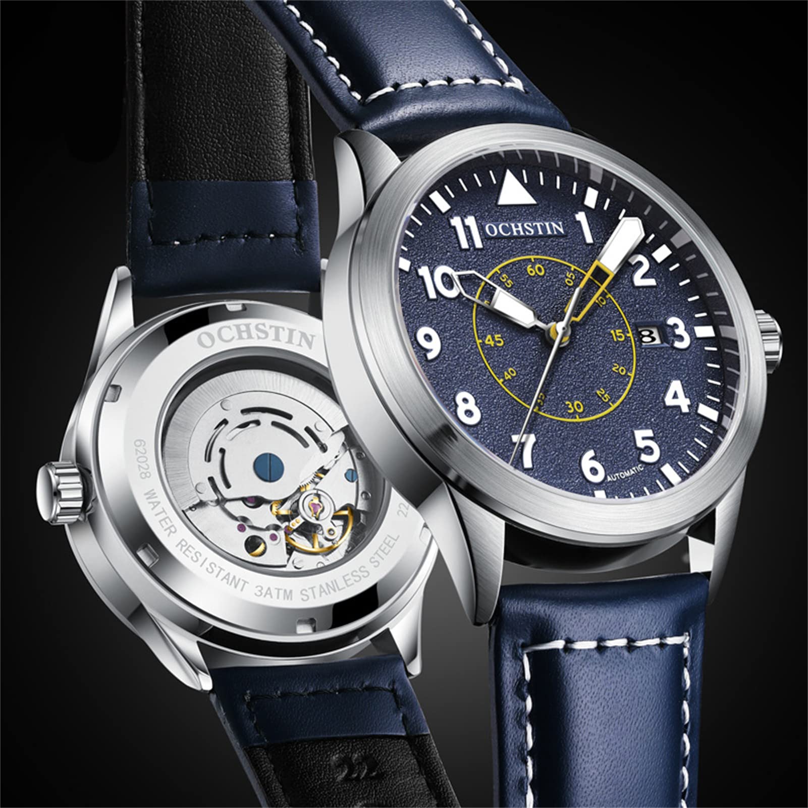 FORSINING Orologio da uomo meccanico automatico con cinturino in pelle alla moda e analogico con visualizzazione della data, orologio impermeabile