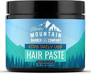 Kids Hair Styling Paste for Boys - Large 4 oz Tub - Made in Canada - No Artificial Fragrance - Citrus Scent - Medium Hold Gel for All Hairstyles with Beeswax, Sweet Orange Essential Oil, Lime Essential Oil