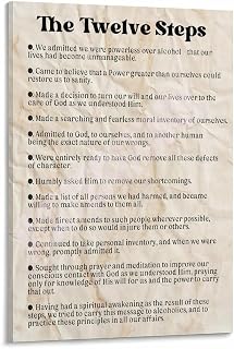 The Twelve Steps Abstainer Addiction Poster (3) Canvas Painting Wall Art Poster for Bedroom Living Room Decor 24x36inch(60x90cm) Frame-style