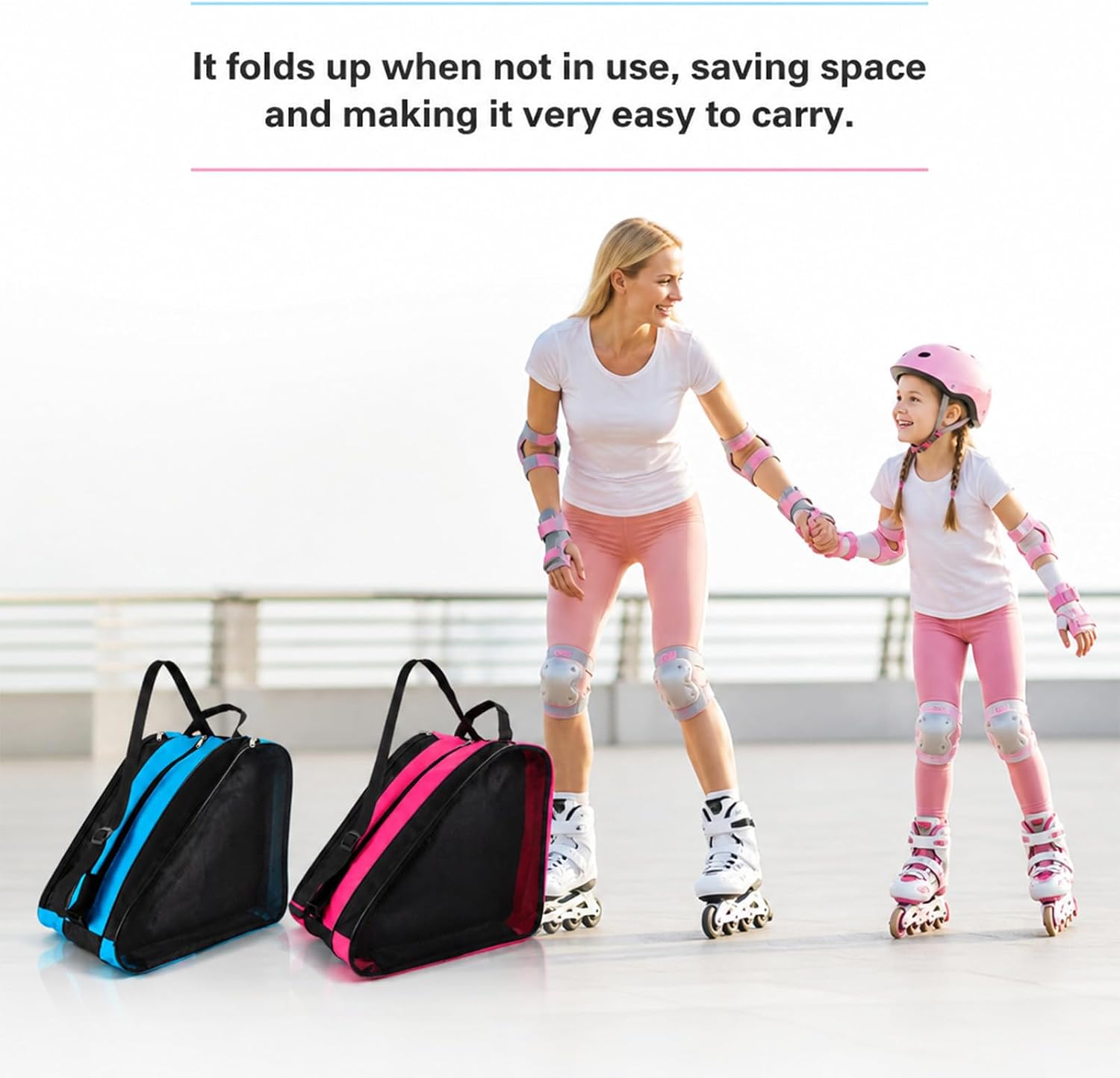 Roller Skate Bags, Oxford Cloth Ice Skates Storage Bag with Adjustable Shoulder Strap, 2 Pack Figure Skating Shoes Carry Bags Roller Blade Container, Roller Skate Accessories