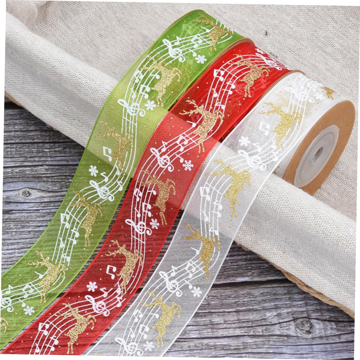 SHINEOFI 15stücke Teiliges Weihnachtsband Noten Und Elch-muster Pro Dekorative Ribbons Für Party-dekoration Für Bastelarbeiten Und Weihnachtsfeiern
