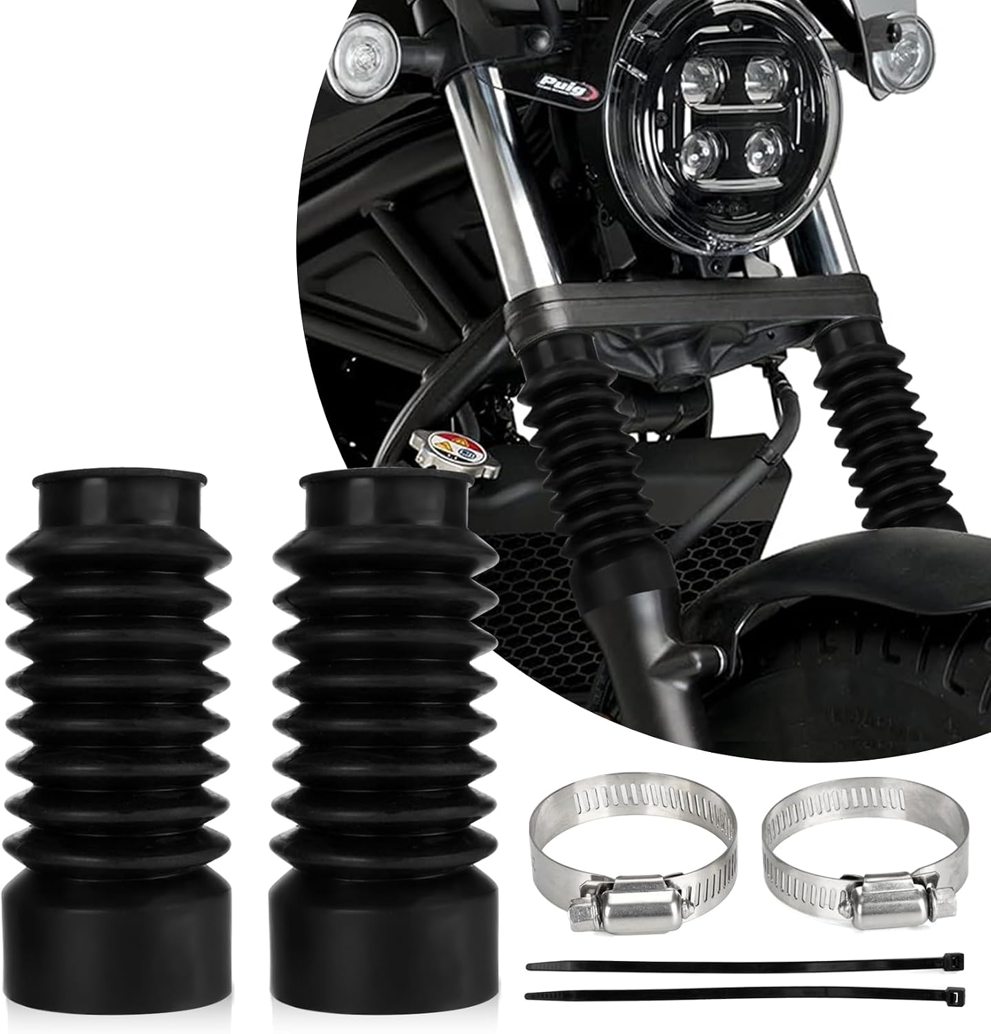 PSLER Front Fork Cover Fork Shock Absorber Cover Fork Boots Gaiters Gators Shock Boots Shock Absorber Tube Slider Cover Gaiters Protector Fit for Rebel CMX300 CMX500 2017 2018 2019 2020 2021 2022 2023