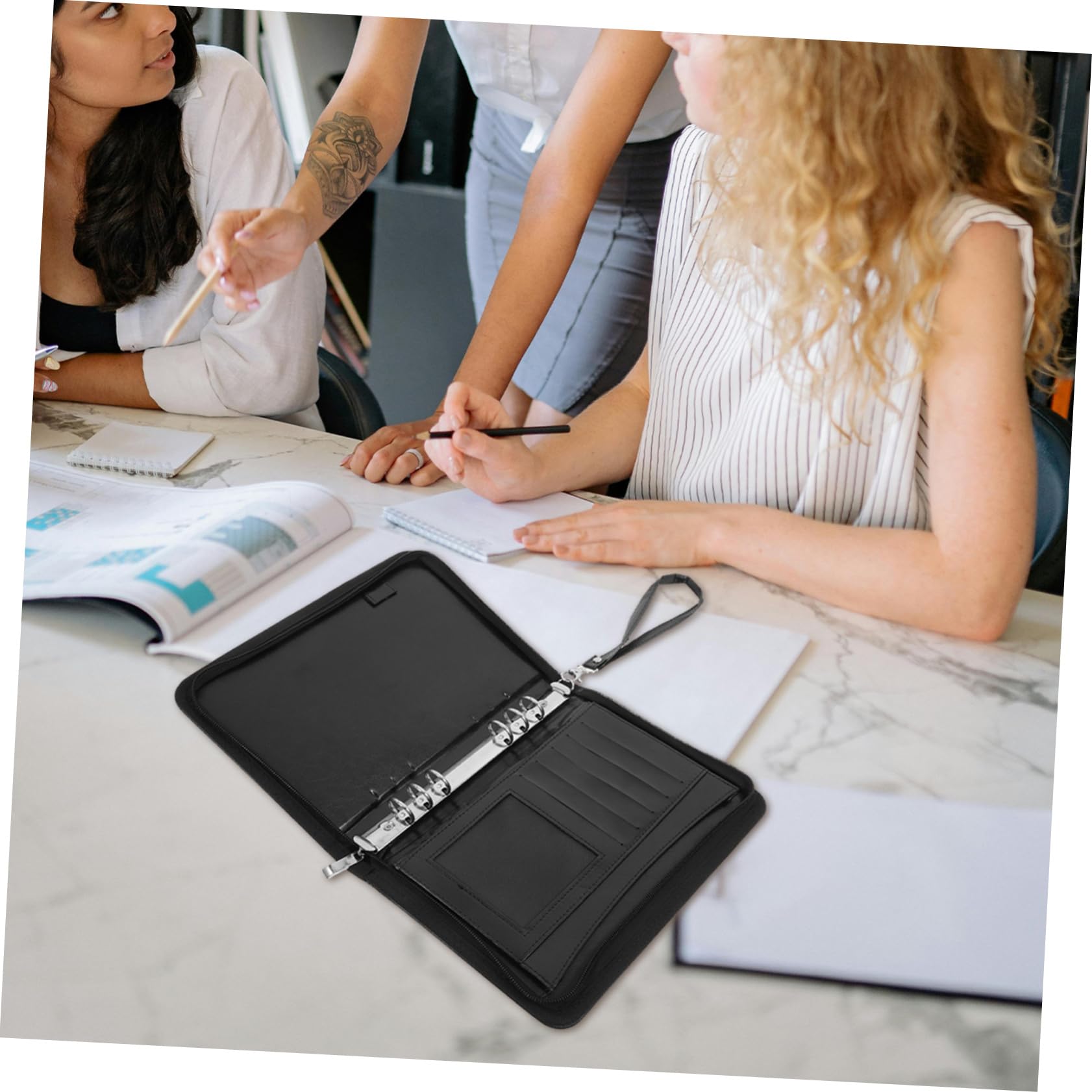 Portfolio Organizer Zip A5 in Pu Nero per Documenti