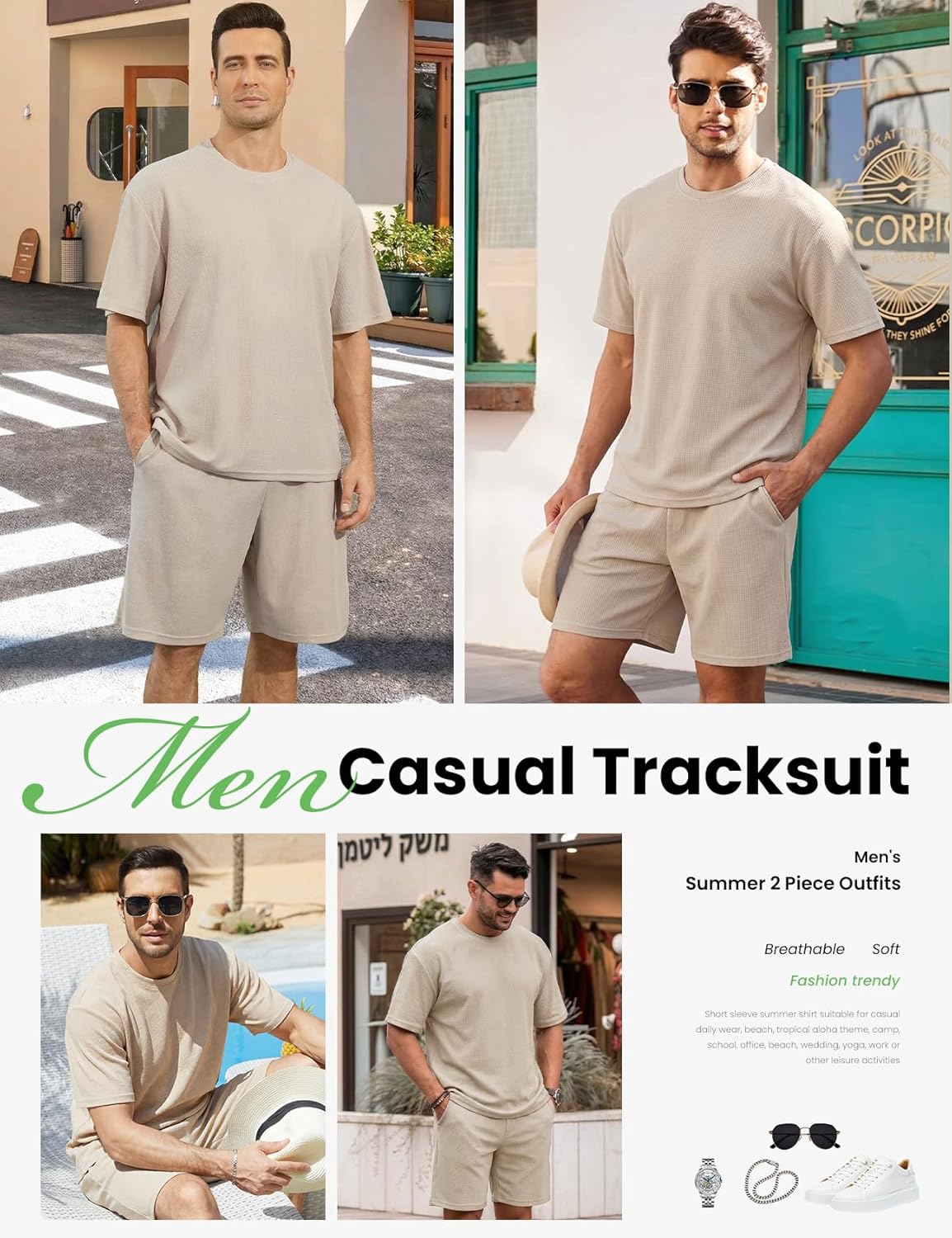 Yimoon Men's 2 Piece Outfits Oversized Short Sleeve T Shirt & Shorts Set Summer Casual Tracksuit