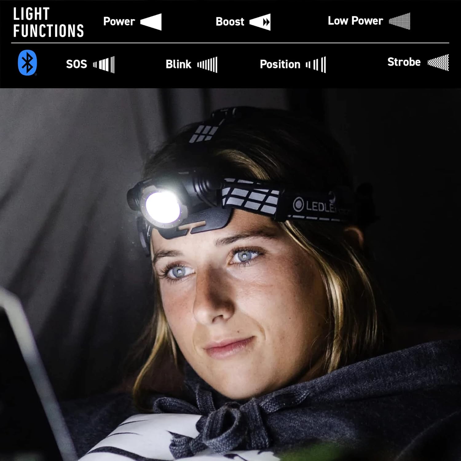 Ledlenser, H7R Signature Rechargeable Headlamp, 1200 Lumens, Bluetooth Connectivity, Advanced Focus System, Constant Light Output, Magnetic Charge System, Outdoors, Adventuring, Dustproof, Waterproof