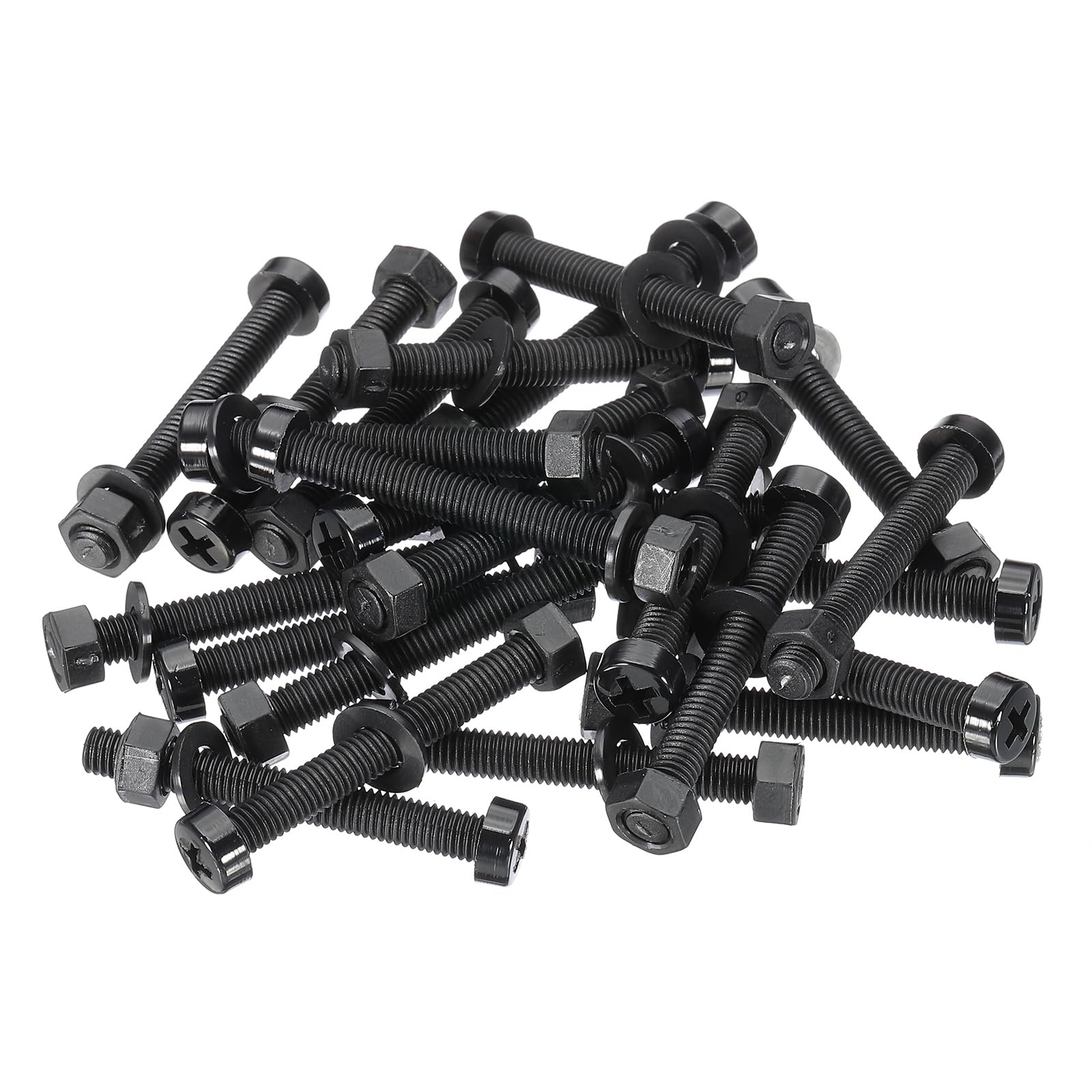 PATIKIL M5x40mm Black Nylon Bolts Plastic Nuts Full Thread Head Screws, 24 Pcs, M5*40mm