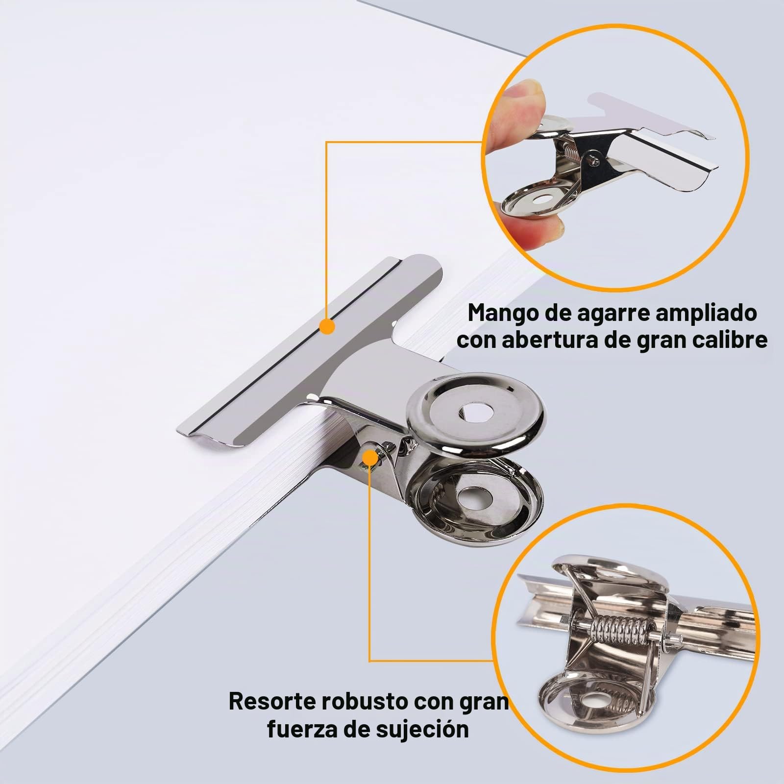 63mm Bulldog Clip, 12 Piezas Grande Bulldog Clip | Pinza Bulldog, Plata Binder Clip, Metal Bisagra Clip para Oficina Escuela Foto