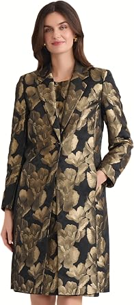 Kasper Womens Jacquard One Button Topper Jacket