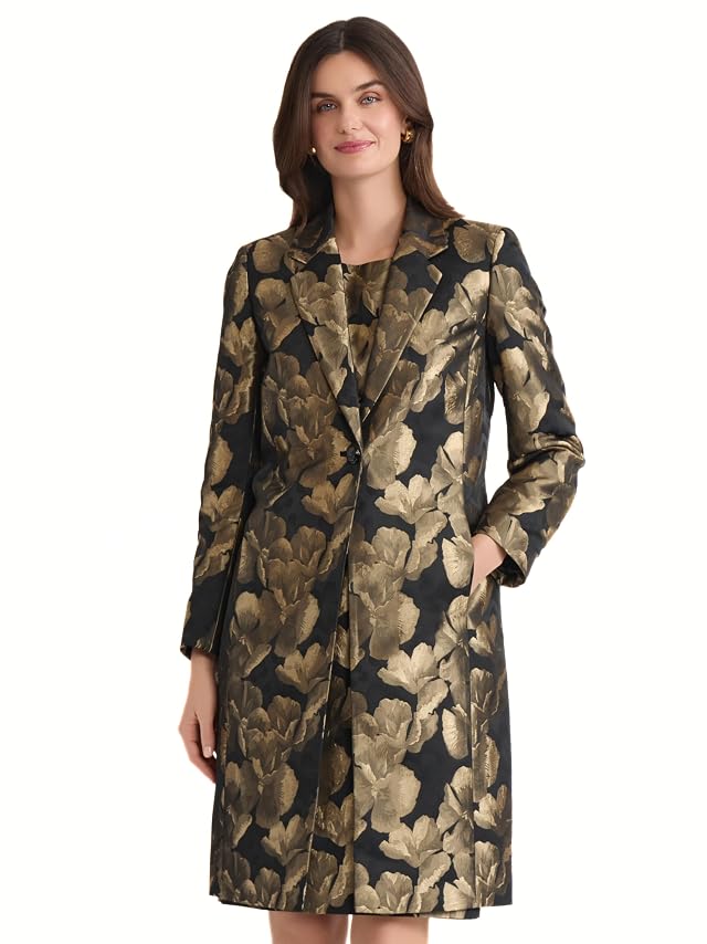Kasper womens Jacquard One Button Topper Jacket