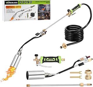 Propane Torch Weed Burner, Weed Torch with 10FT Hose, High Output 1,800,000 BTU Flame Thrower Kit with Flame Control and Adapter