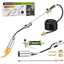Propane Torch Weed Burner, Weed Torch with 10FT Hose, High Output 1,800,000 BTU Flame Thrower Kit with Flame Control and Adapter