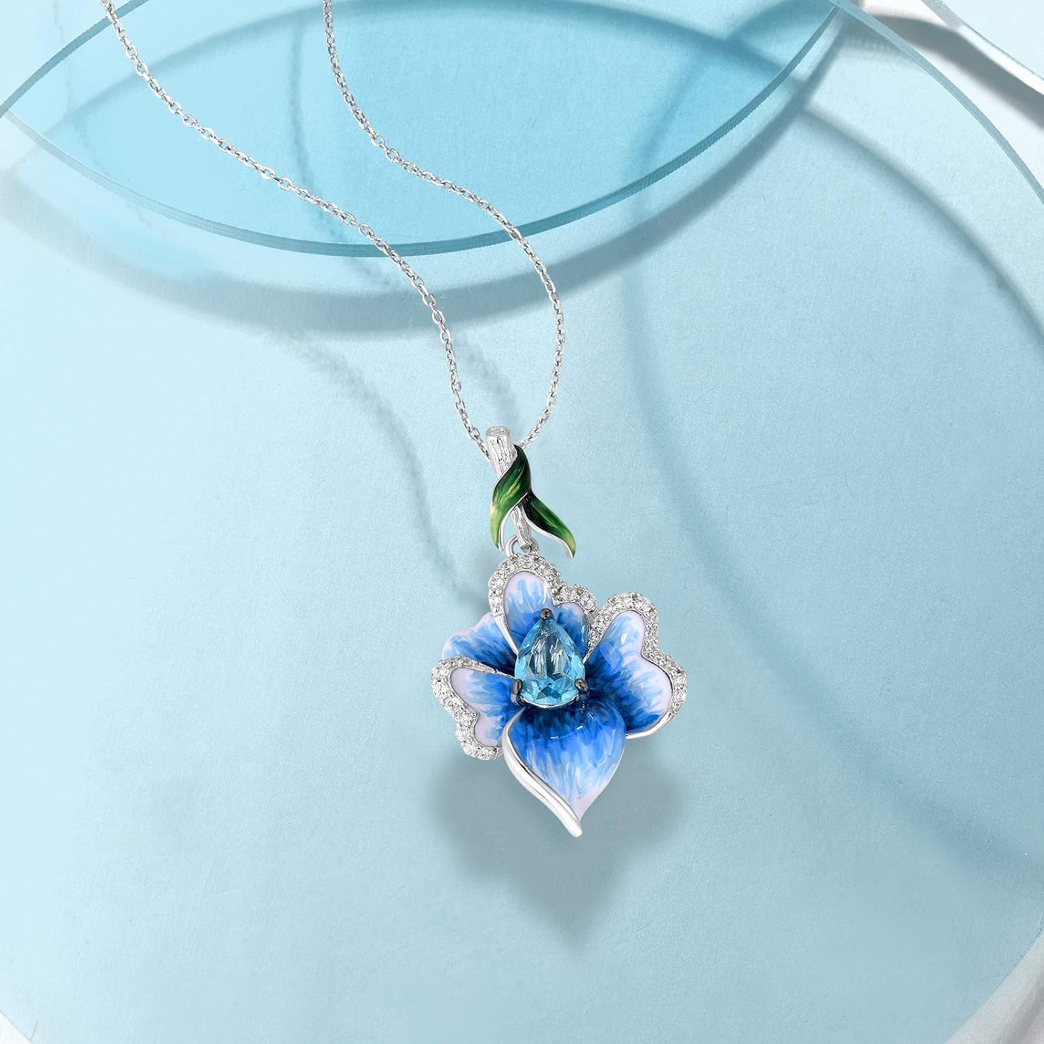 Santuzza 925 Sterling Silver Handmade Enamel Flower Pendant for Women