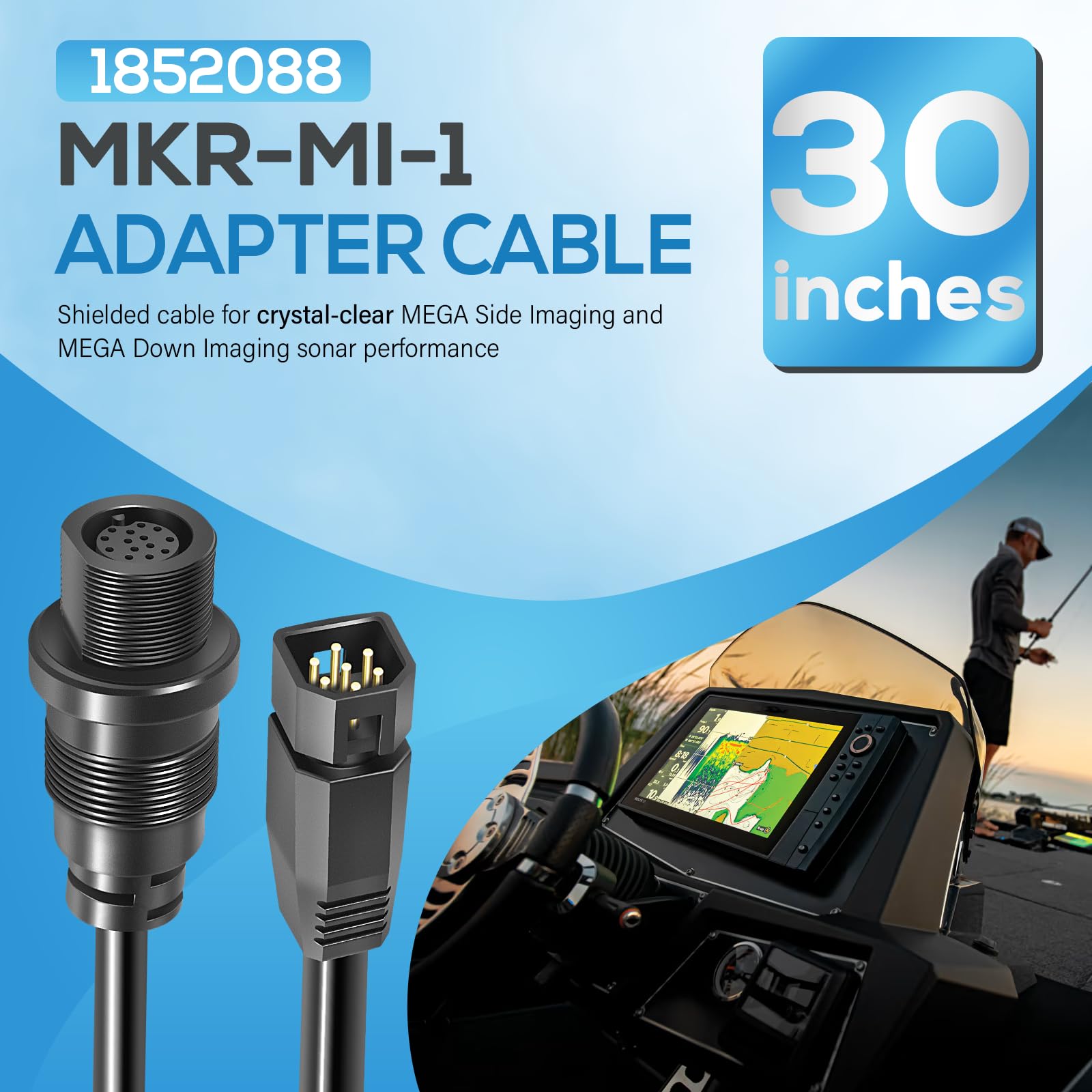 Bonbo 1852088 MKR-MI-1 Cavo adattatore compatibile con Humminbird Helix 8, 9, 10, 12 o 15 Fish Finder, 76,2 cm