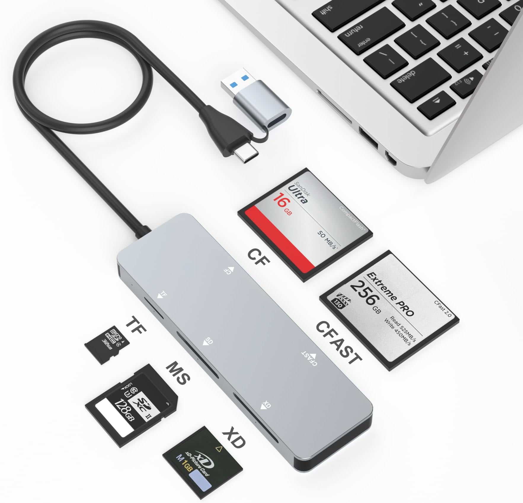 CFast Card Reader, USB 3.0 USB C CFast 2.0 Card Reader