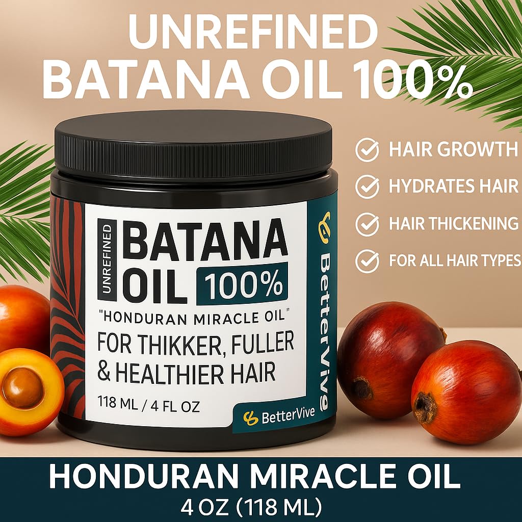 BetterVive Raw Batana Oil | Dr Sebi Unrefined & Pure Batana oil | Deep Moisturizing Scalp, Hair Care, Hair Growth and Shine | Enriched with Plant Extracts | Paste Form (For Stronger, Healthier Hair)