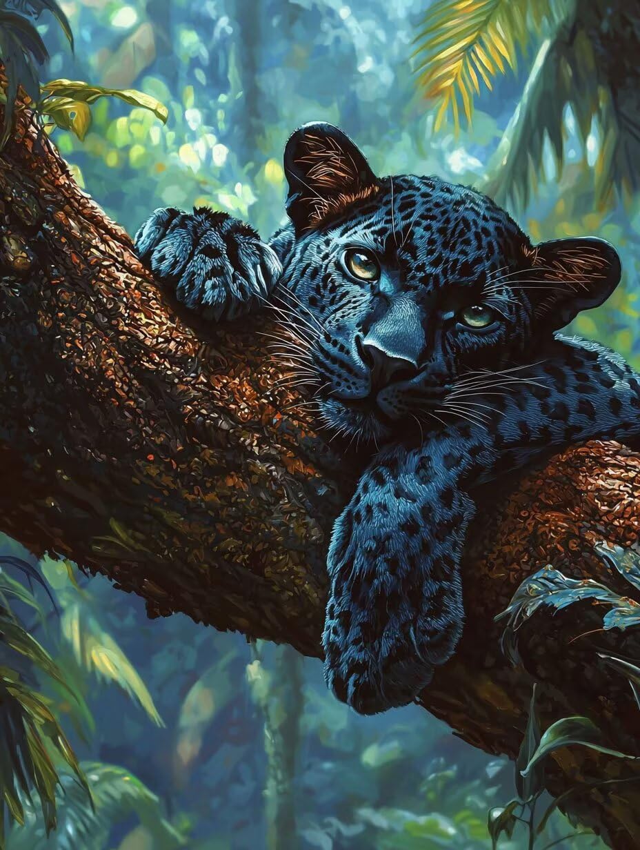 Schwarzer Panther Malen Nach Zahlen Erwachsene Anfänger, 80x100cm c-333 | Malen nach Zahlen Erwachsene Leinwand Kit, DIY Handgemalt Ölgemälde Set mit 3-Pinseln und Acrylfarbe für Wanddeko,Ohne Rahmen