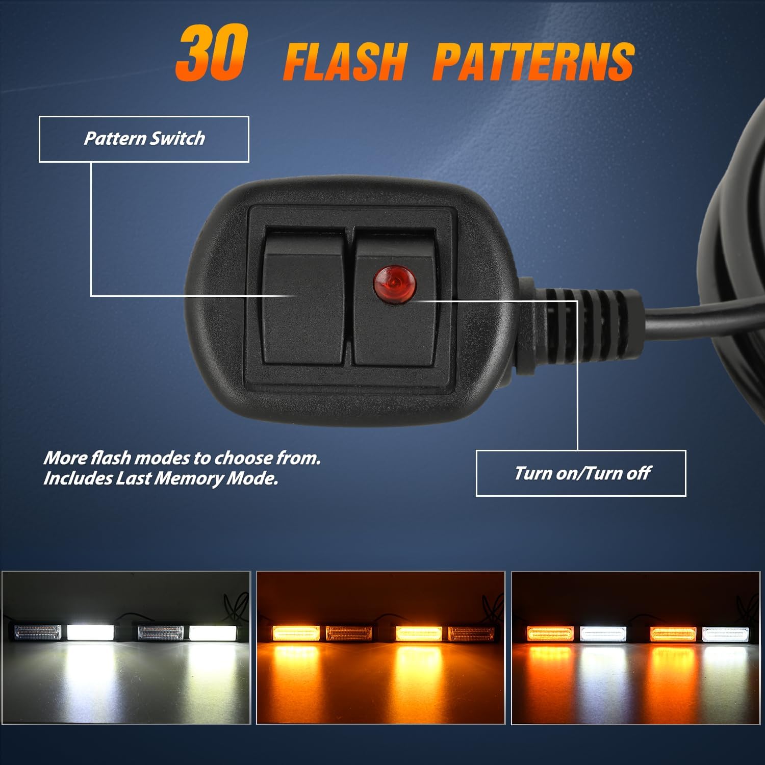 Nilight 40LED Amber White Emergency Strobe Traffic Advisor Light Bar with Suction Cups Dash Safety Warning Hazard Flashing Lights Interior Front/Rear Windshield for Trucks Construction Vehicles