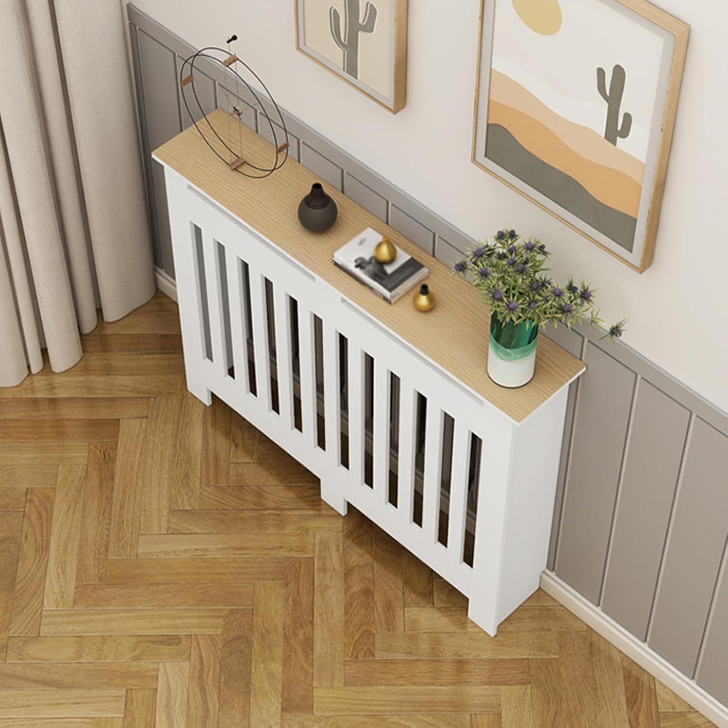 JSLJJBD 家庭用ラジエーターカバー 隠しラジエーターカバーキャビネット棚 ー 木製キャビネット スペース装飾 白いー装飾 廊下