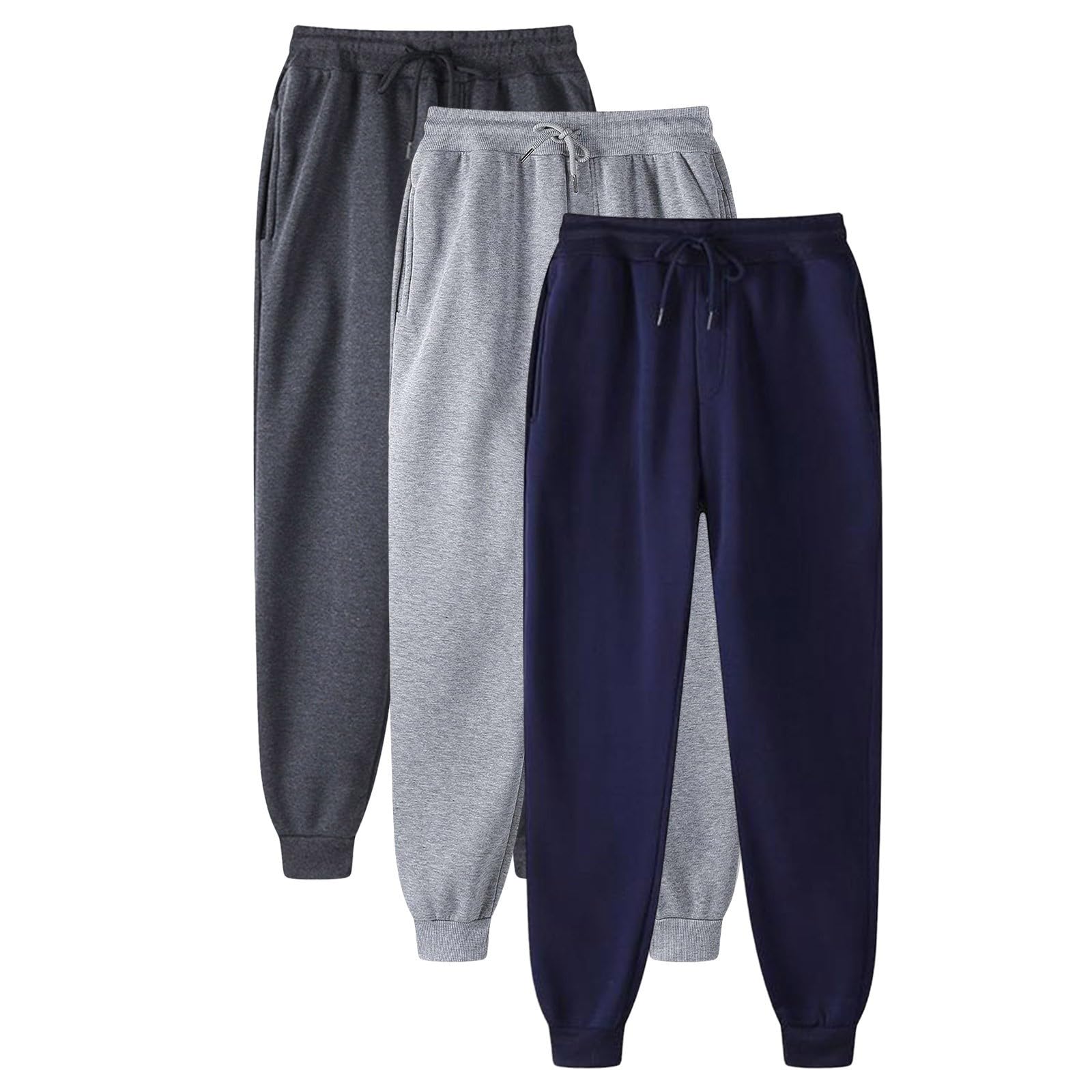 Generisch 3Er Pack Jogginghose Herren Lang Trainingshose Baggy Outdoor Hosen Für Herren Freizeithose Mit Kordelzug Herrenhose Stilvolle Sweathose Einfarbiges Laufhose Hosenbeine Mit Schrumpfdesign
