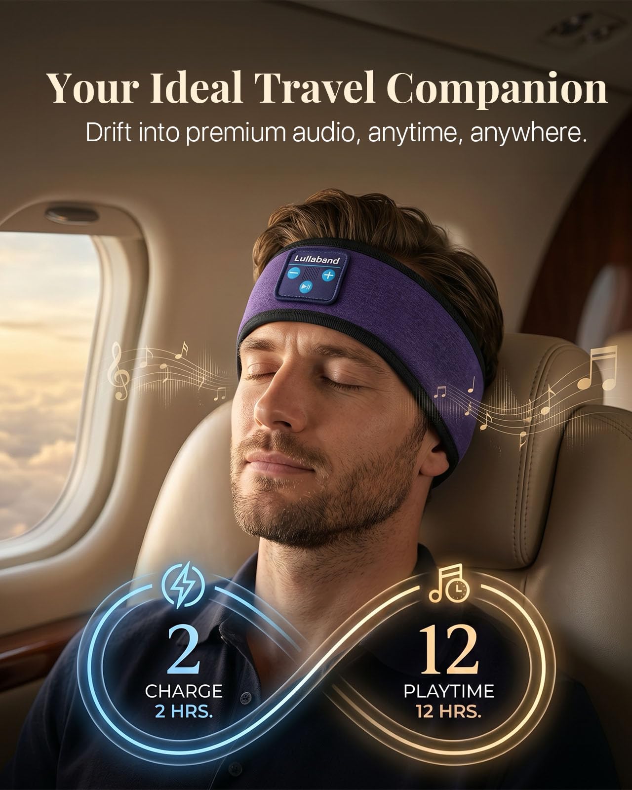 Lullaband Auriculares inalámbricos Bluetooth 5.4 para dormir de lado, con altavoces estéreo ultrafinos, ideales para yoga, meditación, deportes y relajación