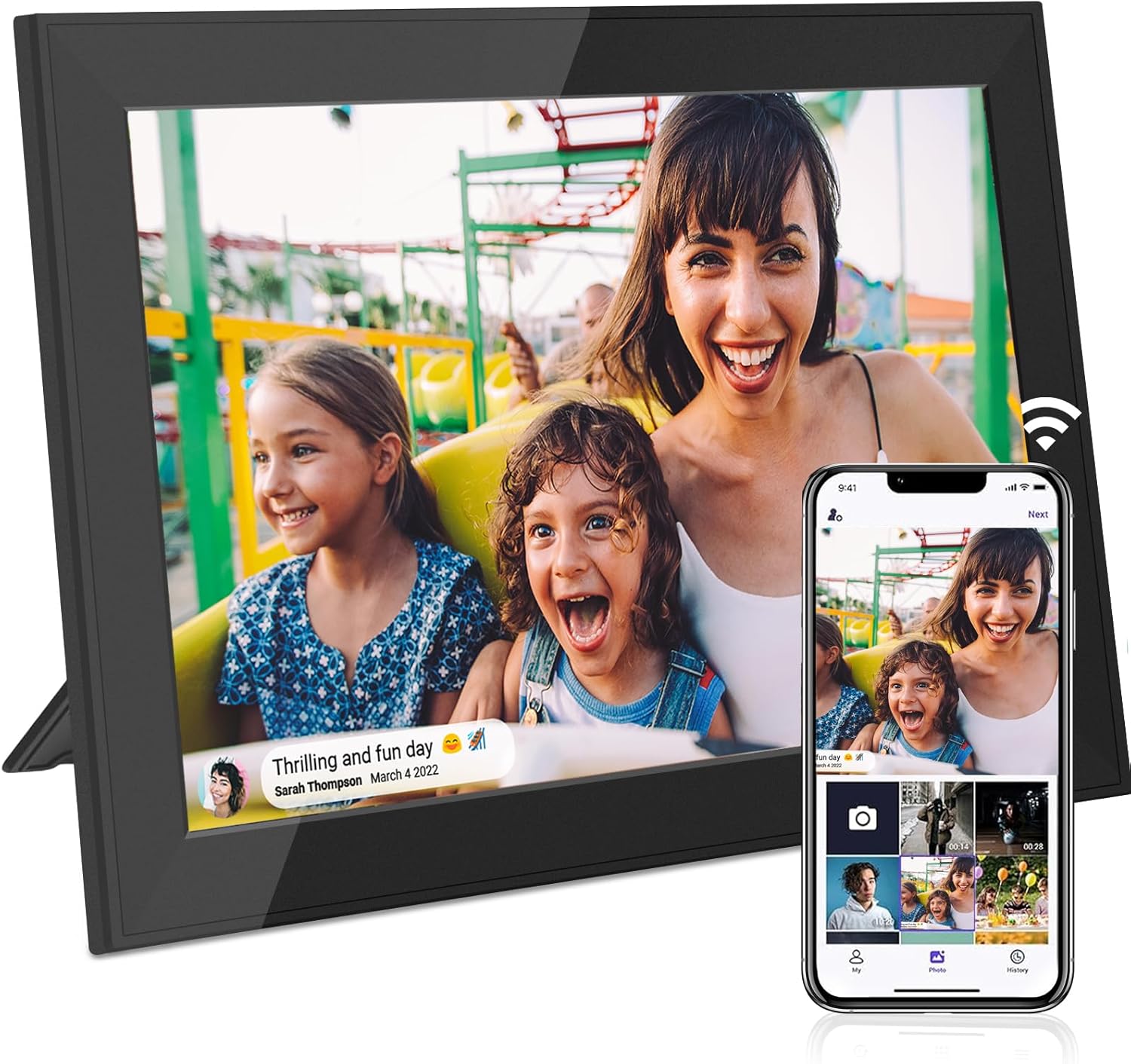 Bgift Digital Picture Frame, 10.1 Inch WiFi Smart Digital Frame with IPS 1280 * 800 IPS HD Touch Screen and SD Card Slot, Send Pictures from Anywhere via Uhale APP,Best Gifts 10.1" Black 1