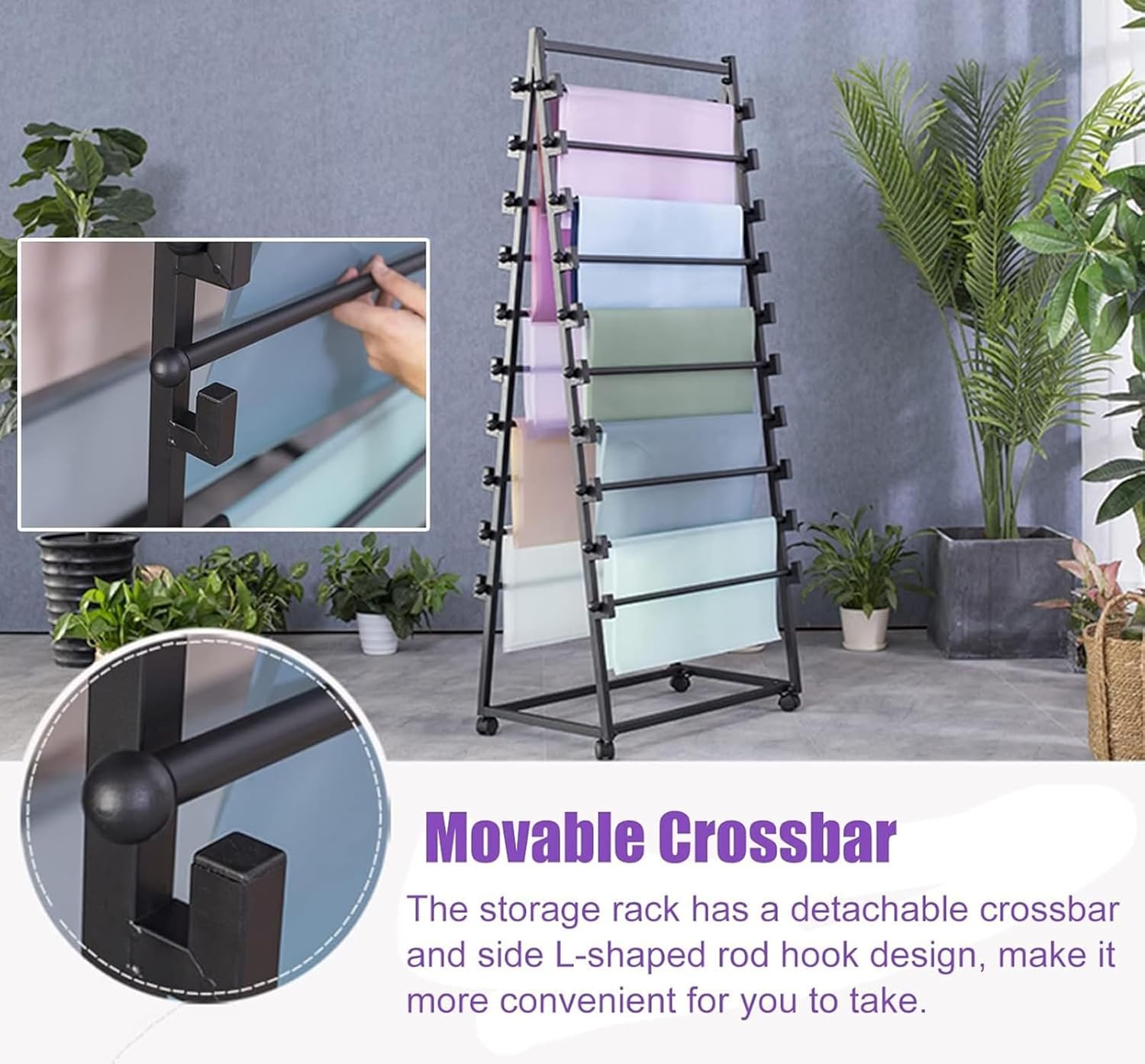 Scarf Rack Height 120cm Silk Scarf/Fabric/Towel Storage Rack, Modern Reversible Wrapping Paper Display Rack for Florist, Retail Store, Craft Room